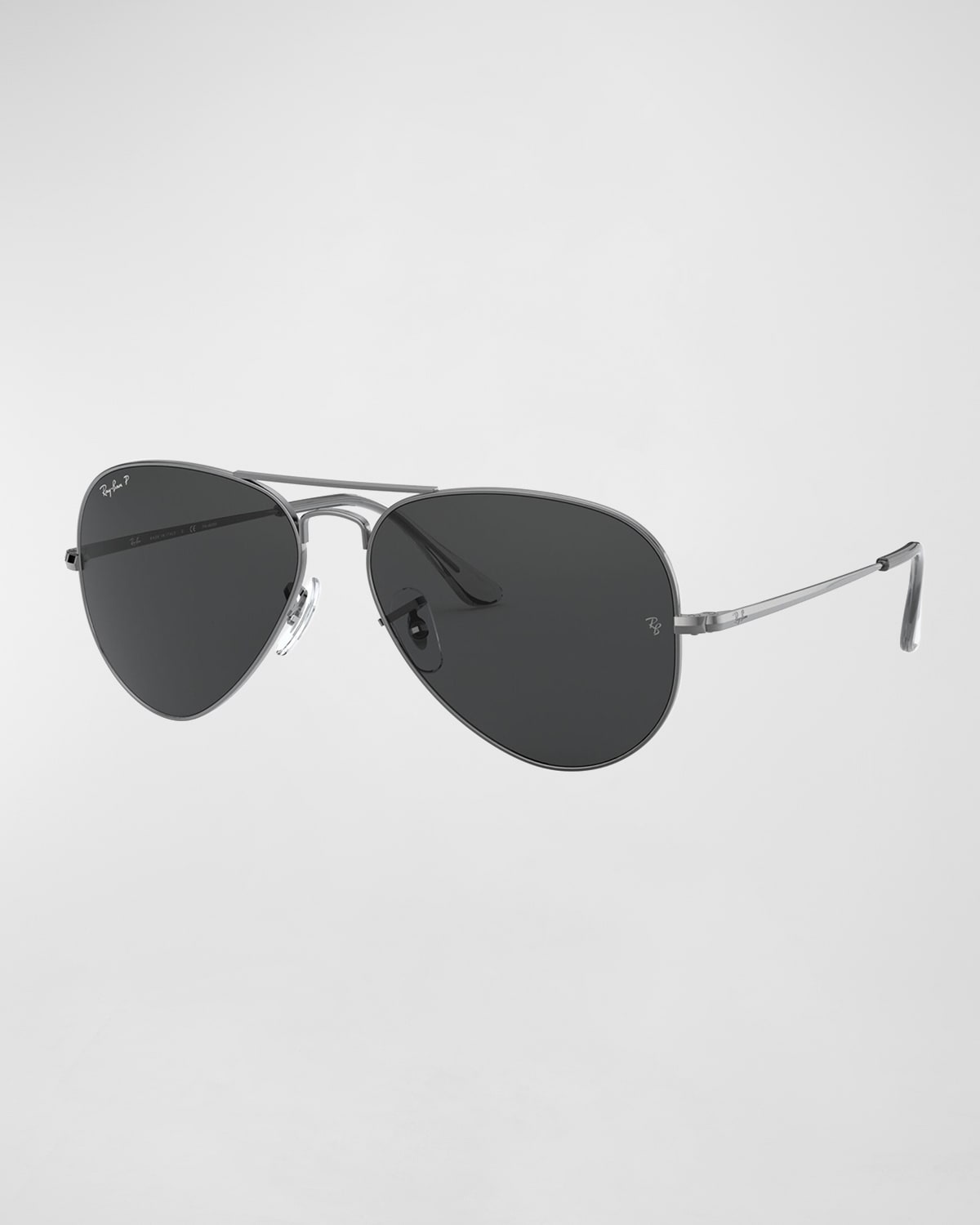 Ray Ban Men's Polarized Metal Aviator Sunglasses, 62mm In Dark Gunmetal