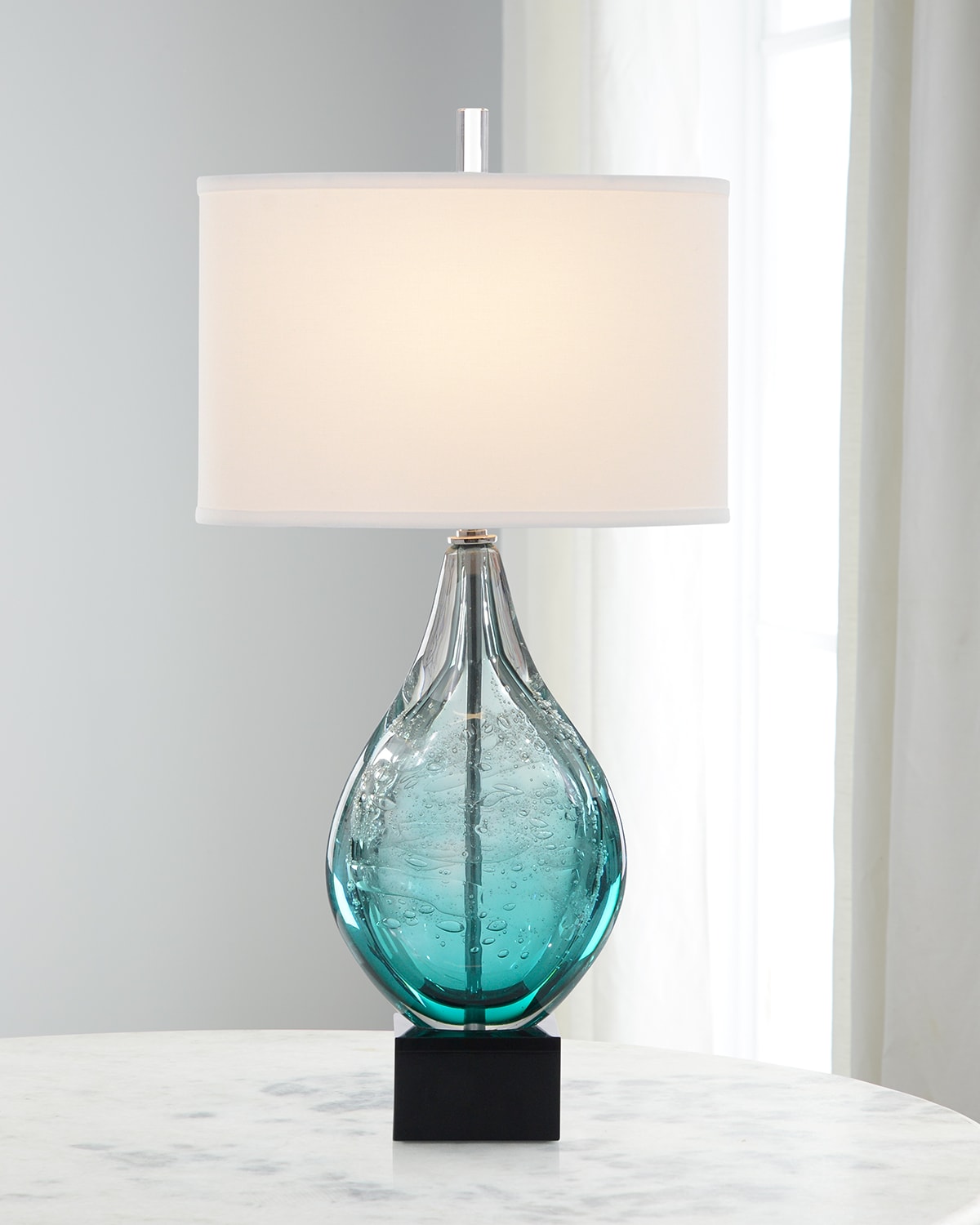 Shop John-richard Collection Light Azure Art Glass Lamp In Blue