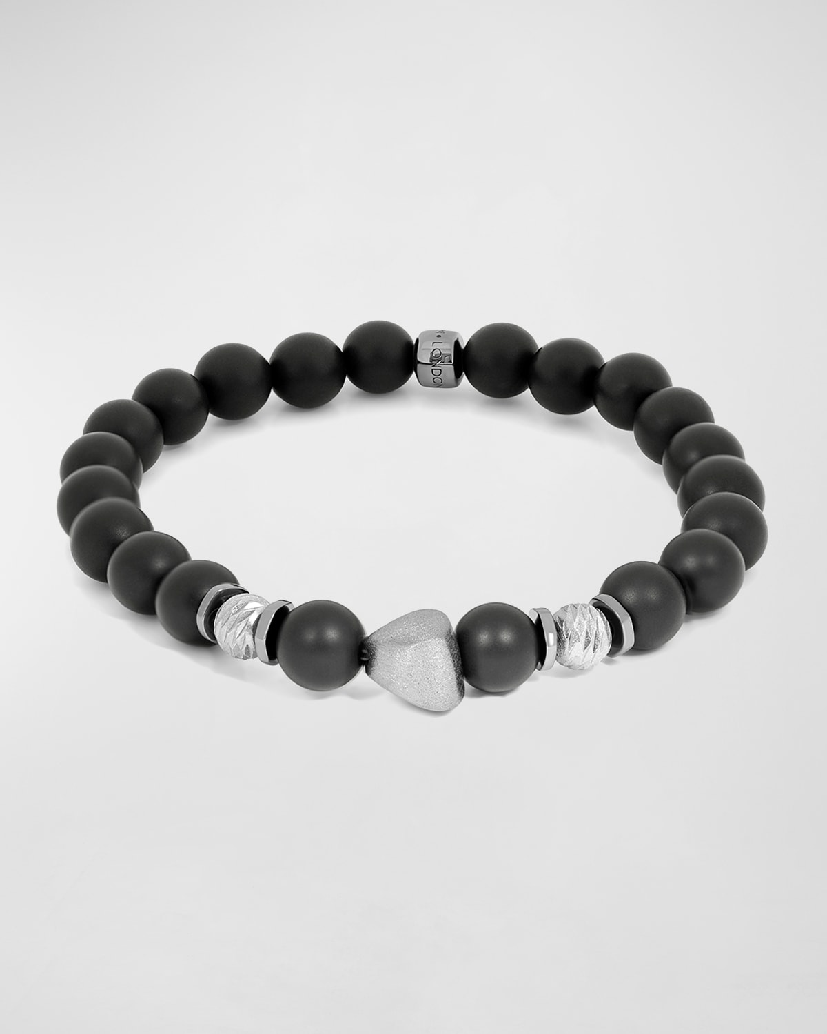 Men's Matte Onyx Bracelet with Black Rhodium Nugget