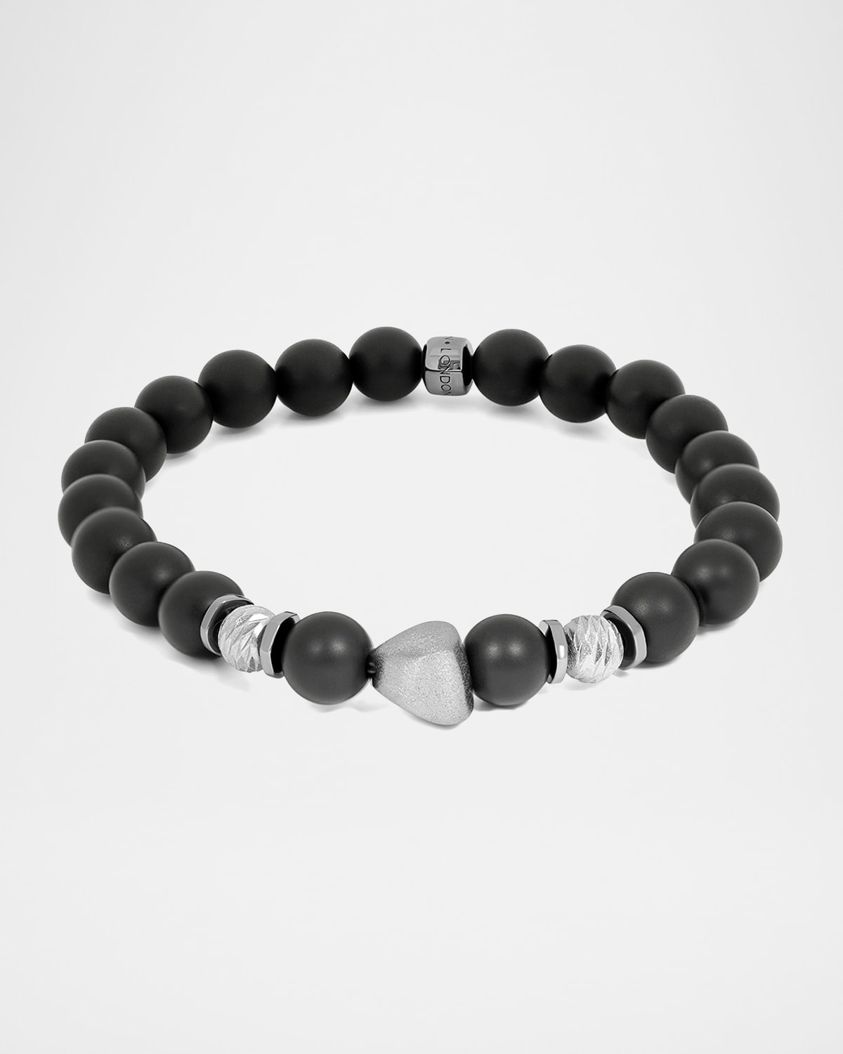 Tateossian Men's Matte Onyx Bracelet with Black Rhodium Nugget