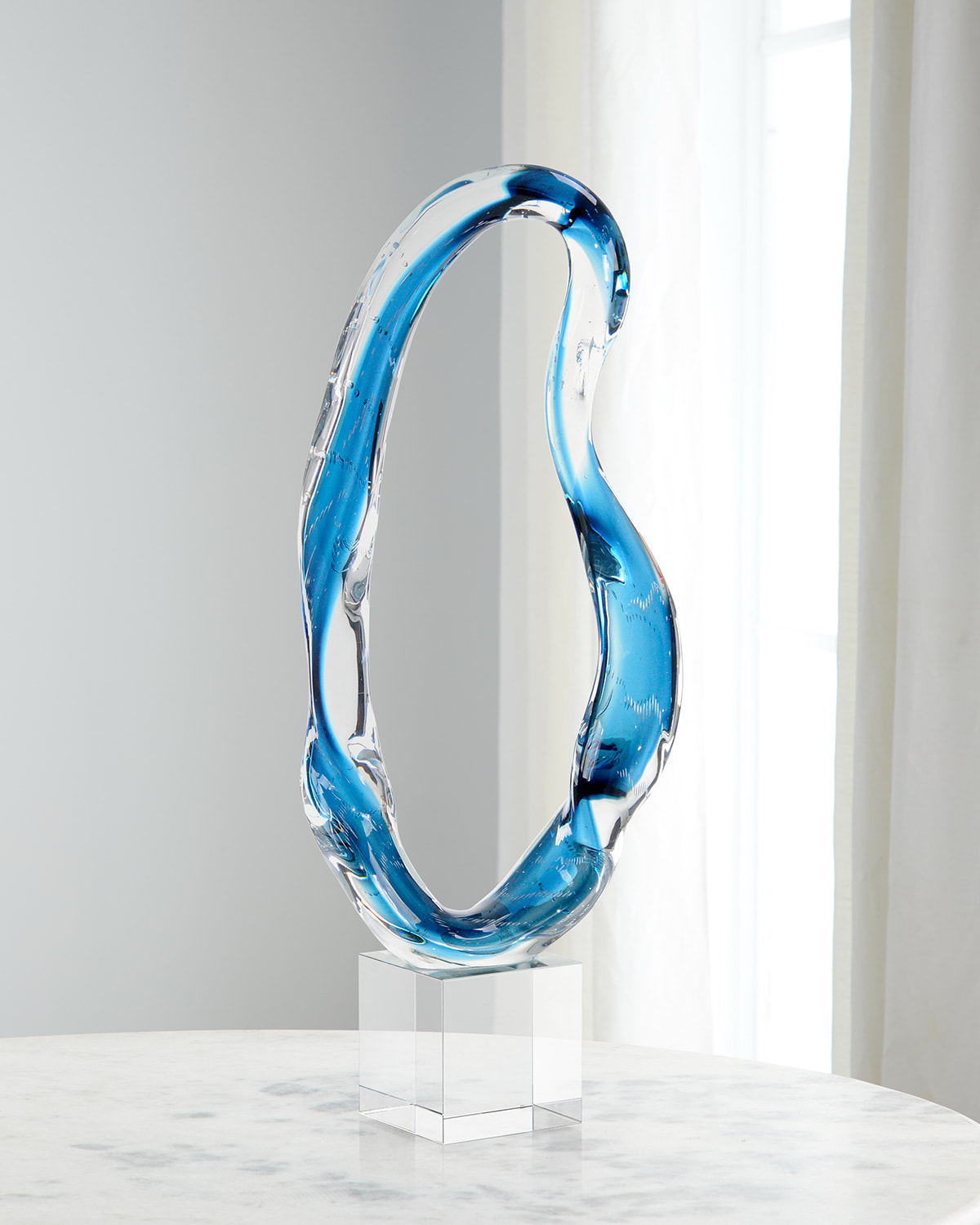 John-richard Collection Hand-blown Glass Sculpture Iii In Blue