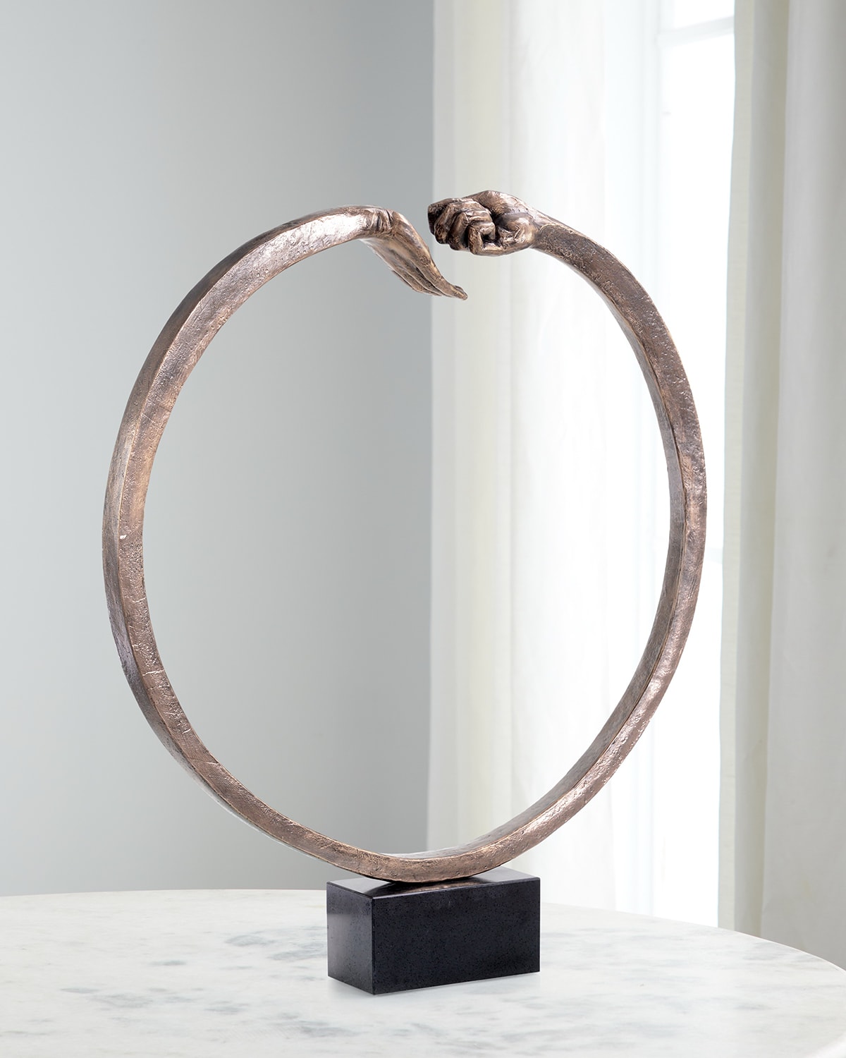 John-richard Collection Eternity Hands Sculpture In Silver