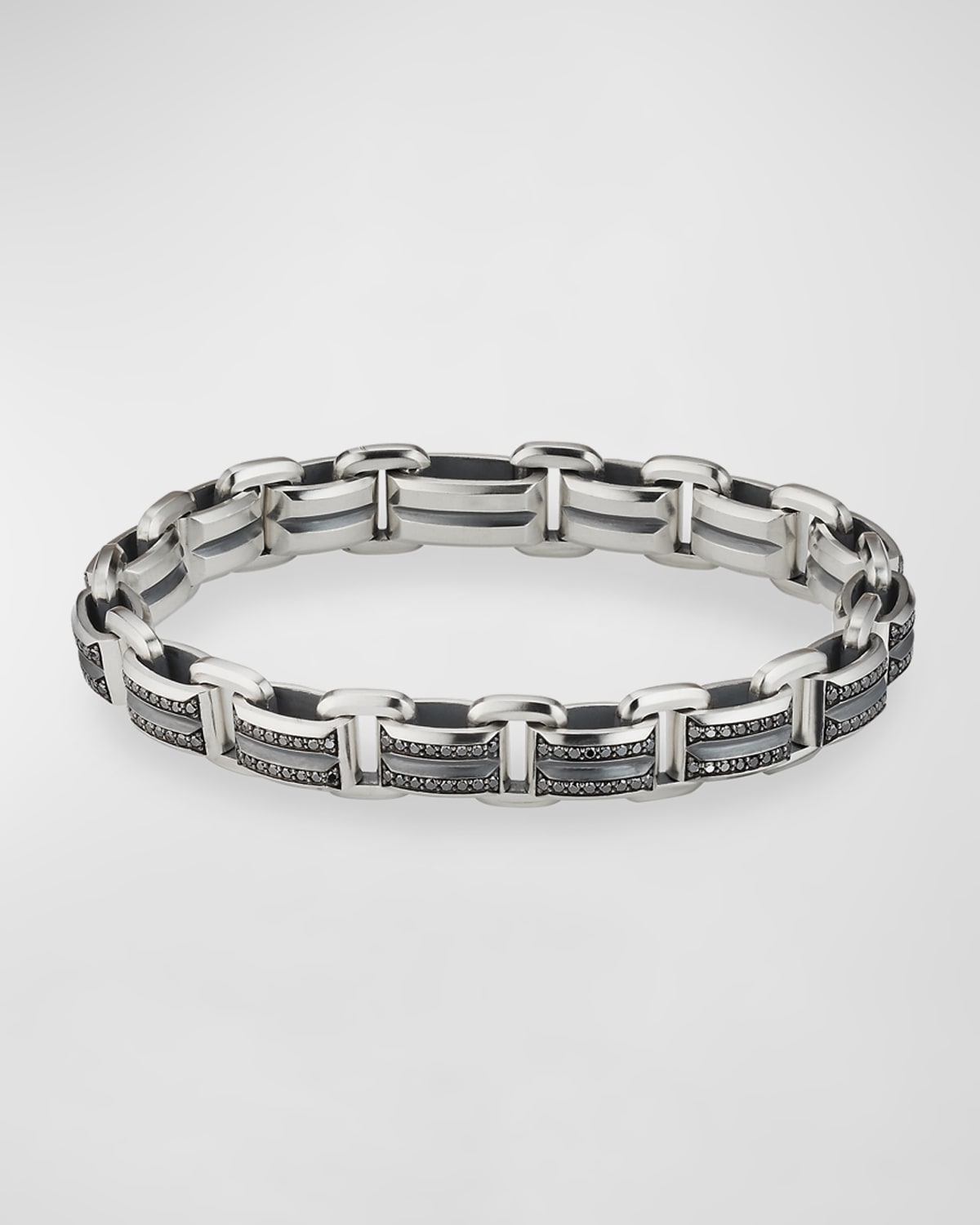 Men's Deco Beveled Link Bracelet in Silver, 7.5mm