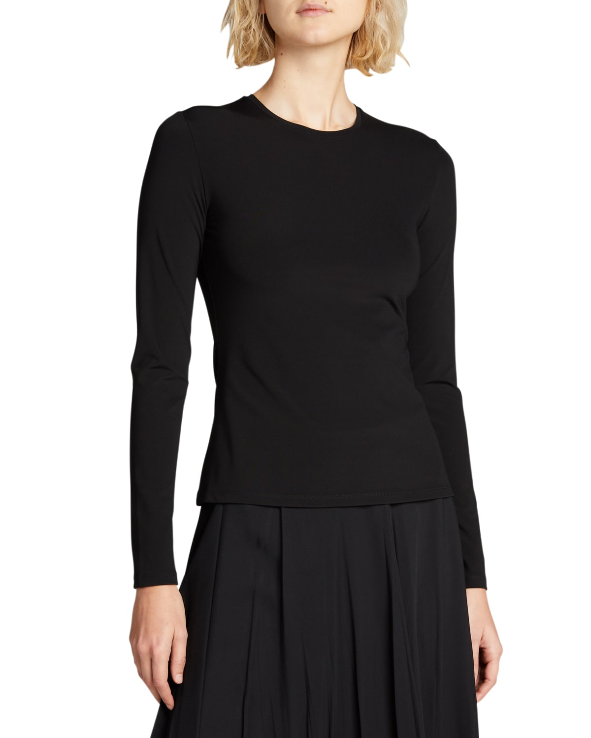 The Row Iverness Long Sleeve Jersey Pullover In Black