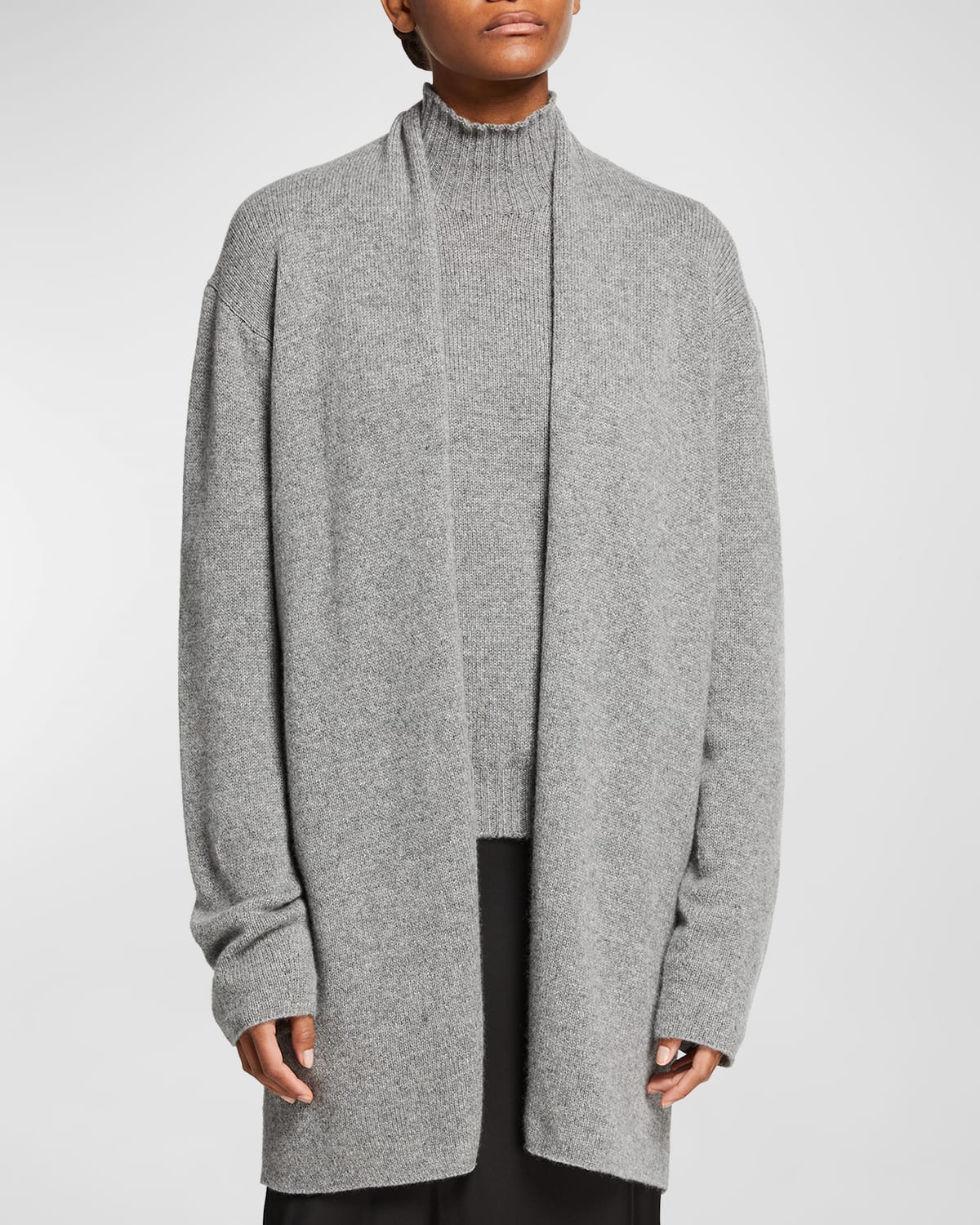 Shop The Row Fulham Open-front Cashmere Cardigan In Medium Heather Grey