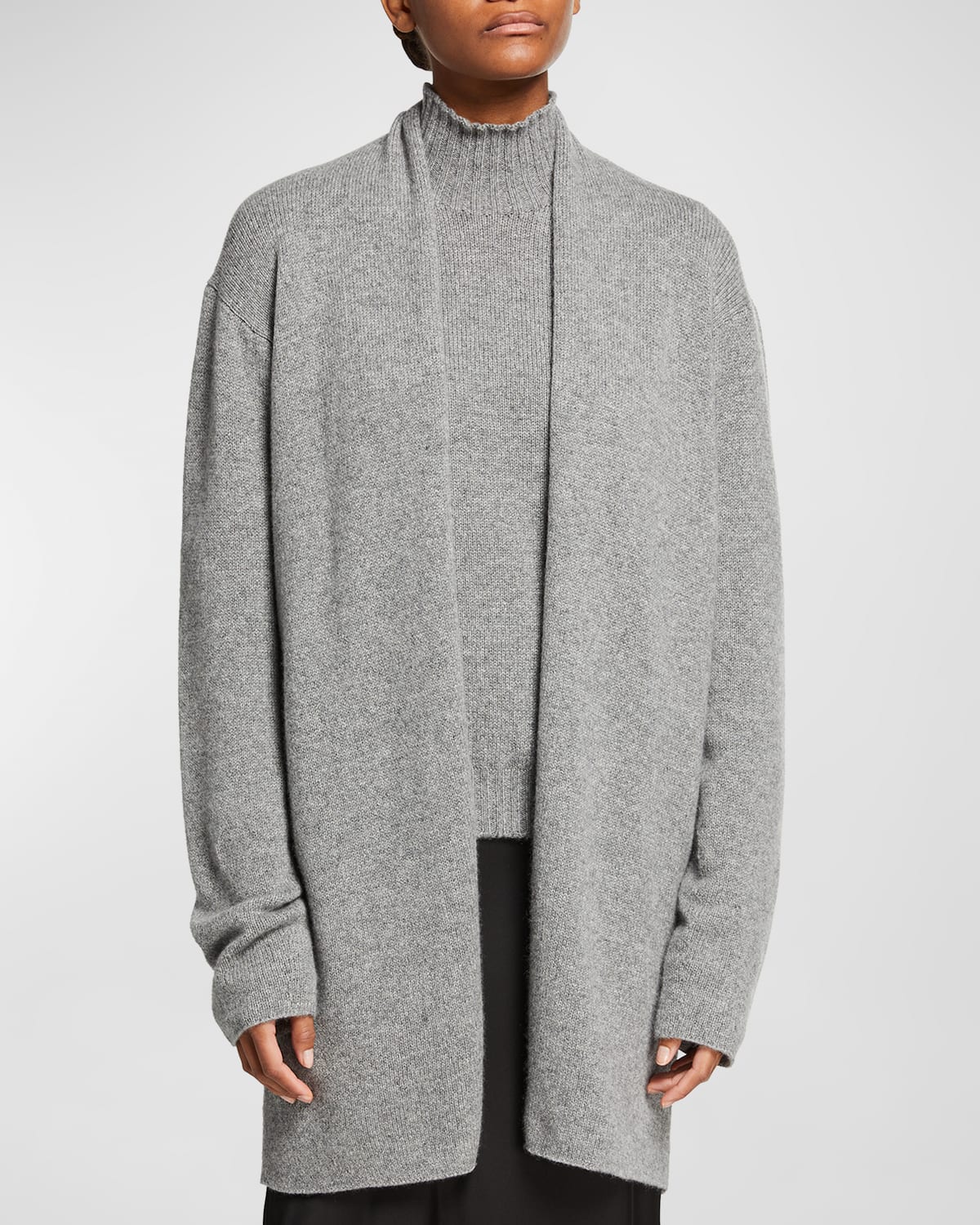 The Row Fulham Cashmere Open Front Cardigan In Medium Heather Gr