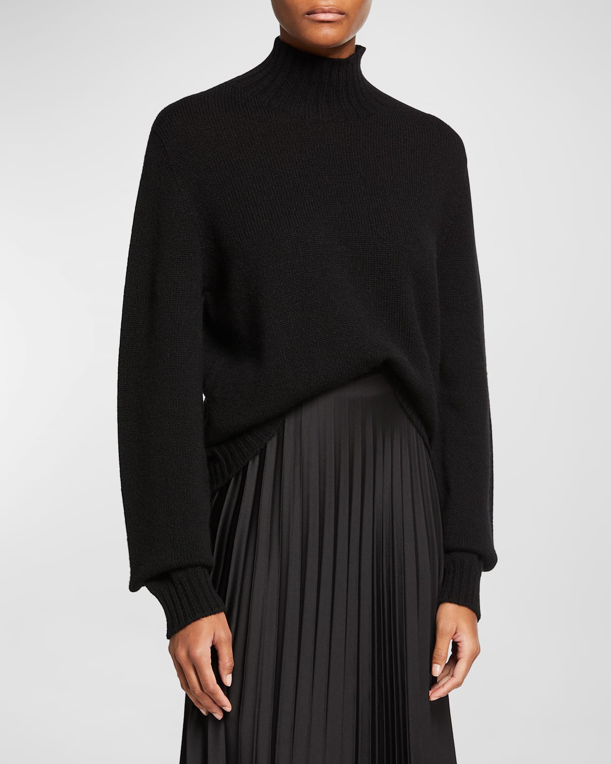 Shop The Row Kensington High-neck Cashmere Sweater In Black