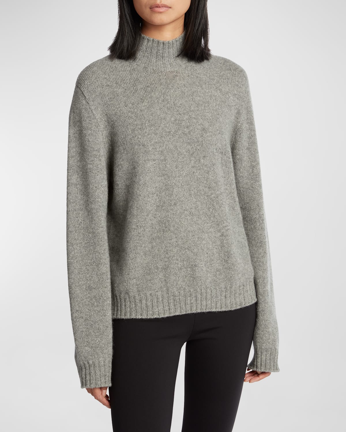 Shop The Row Kensington High-neck Cashmere Sweater In Medium Heather Grey