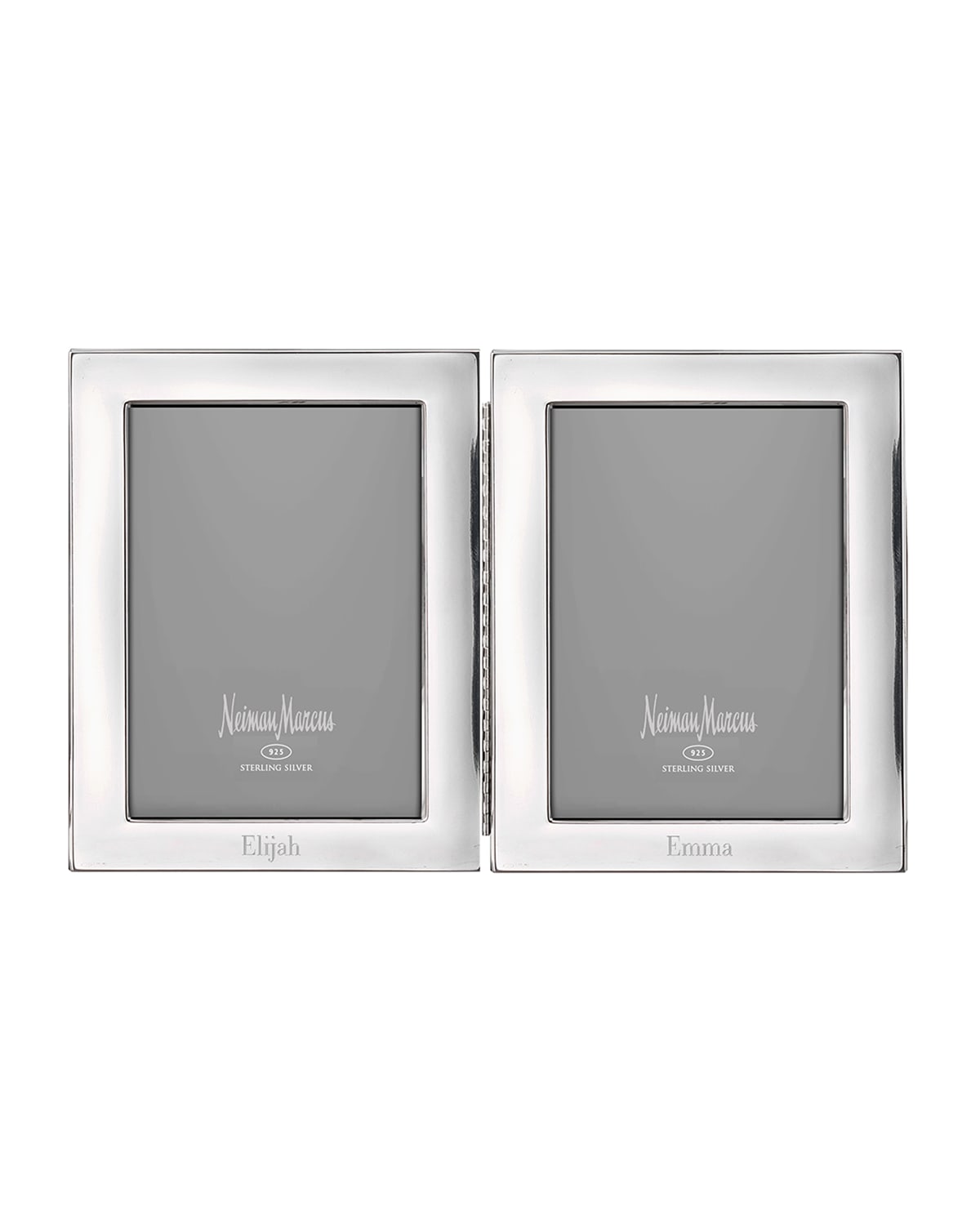 Cunill America Tiffany Plain Hinged Double Personalized Frame, 4" X 6" In Silver Block Font