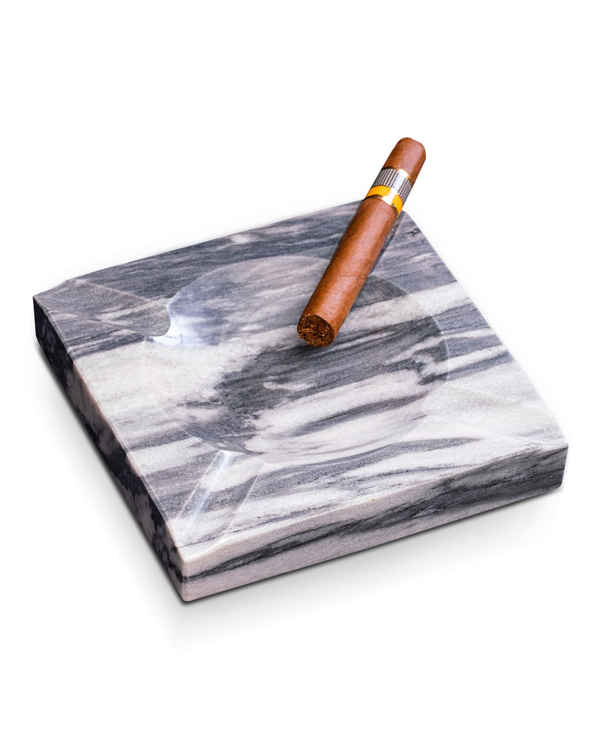 Shop Bey-berk Marble Four-cigar Ashtray In Gray