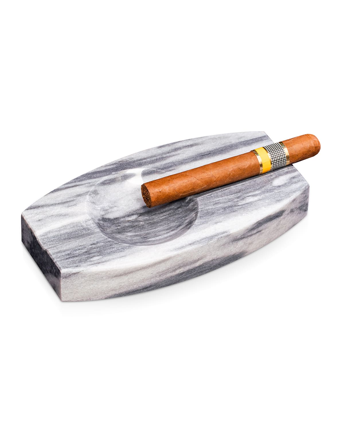 Shop Bey-berk Marble Double-cigar Ashtray In Gray