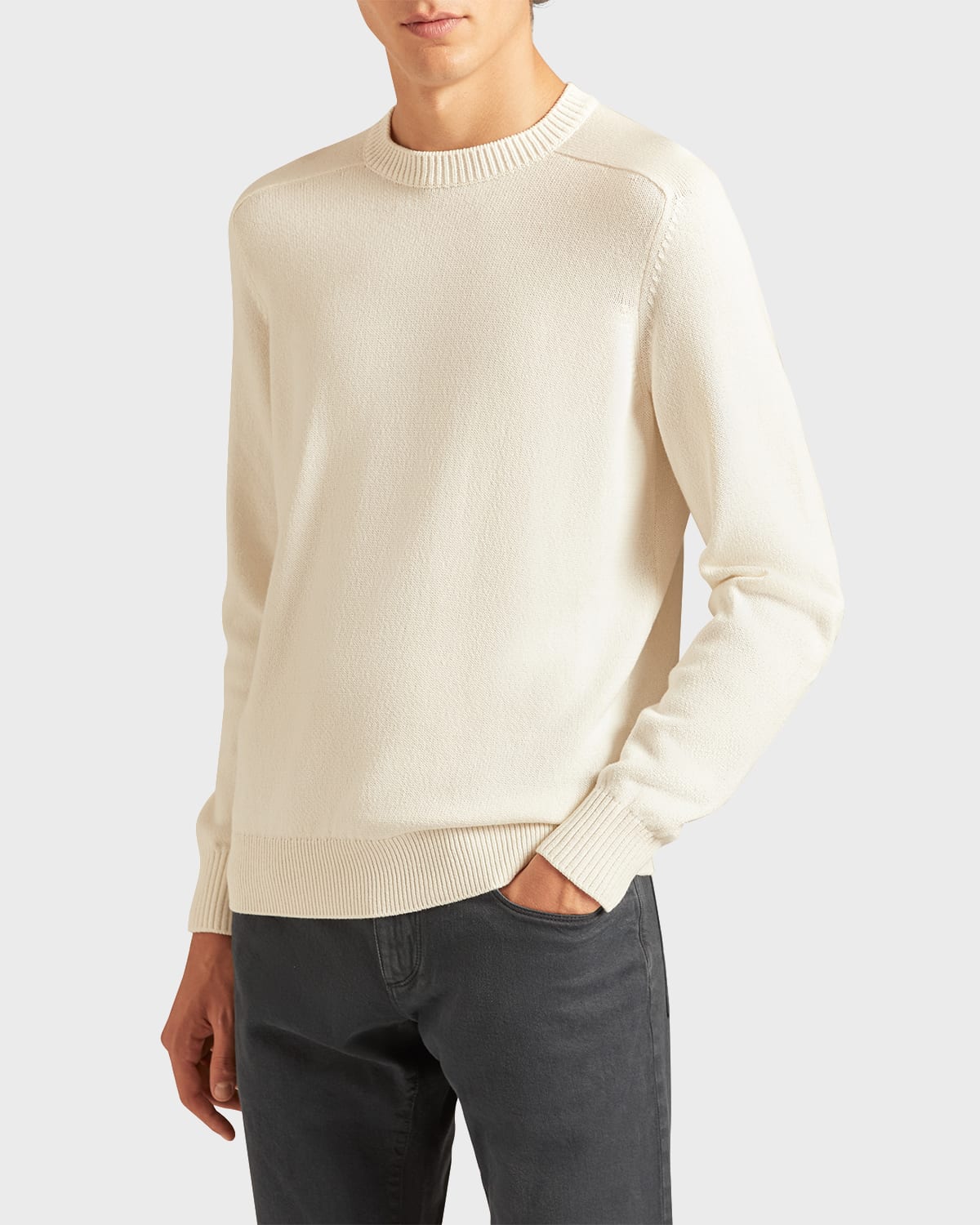 Loro Piana Men's Warwik Cotton-silk Crewneck Sweater In White