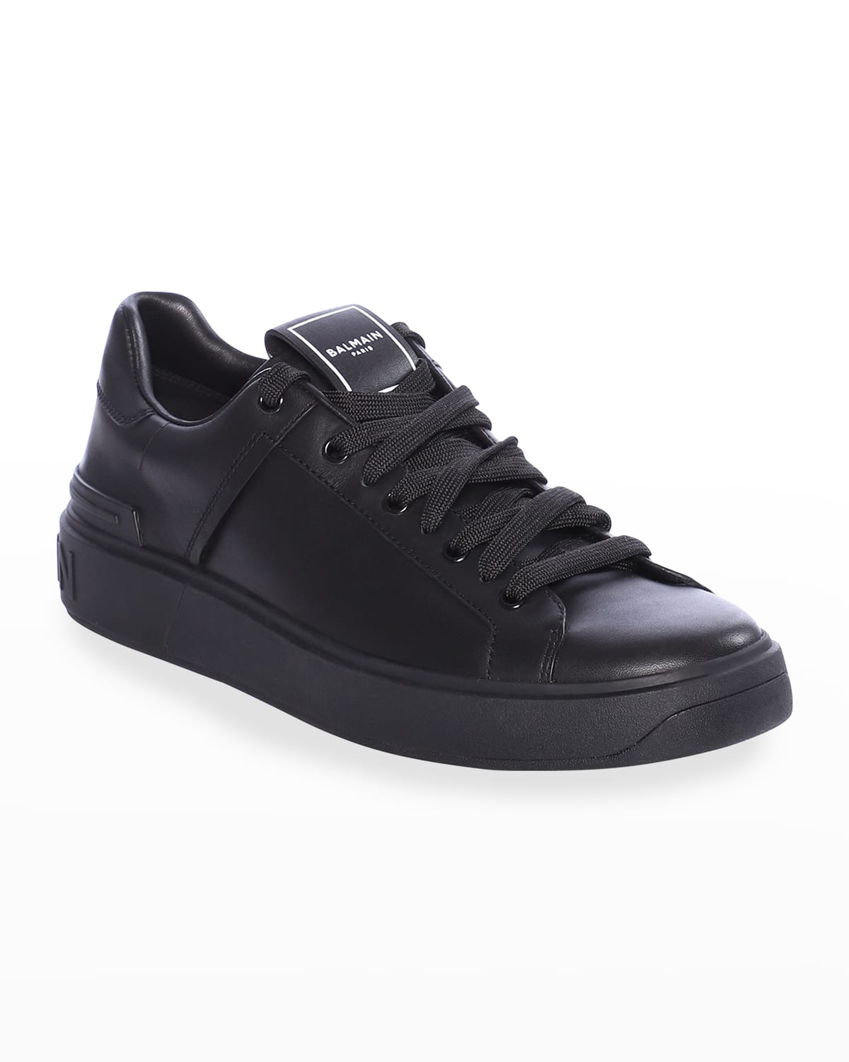 Balmain Men's B Court Leather Low-top Trainers In Black