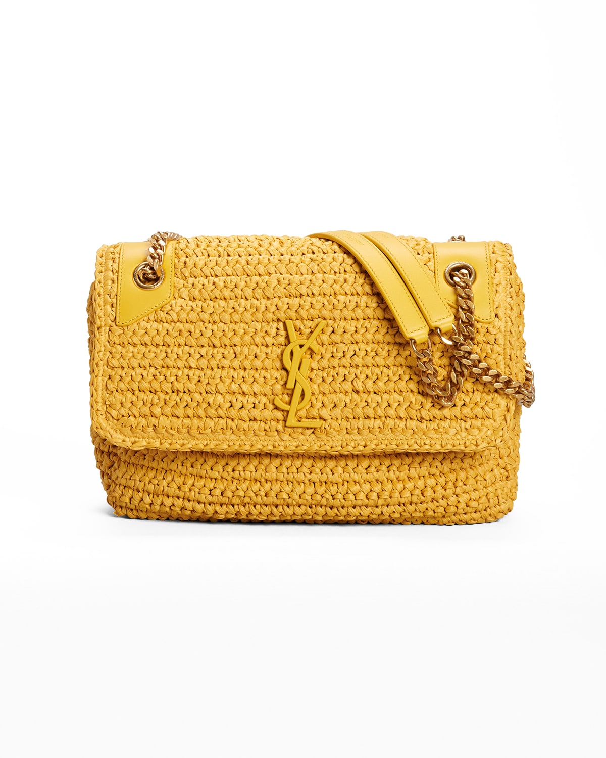 Saint Laurent Niki Ysl Monogram Medium Crocheted Shoulder Bag