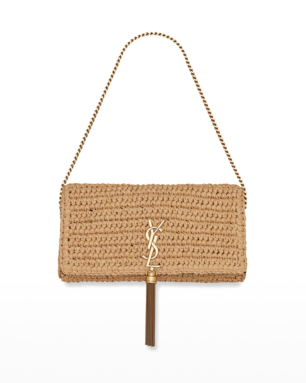 Saint Laurent Kate 99 Ysl Raffia Tassel Shoulder Bag