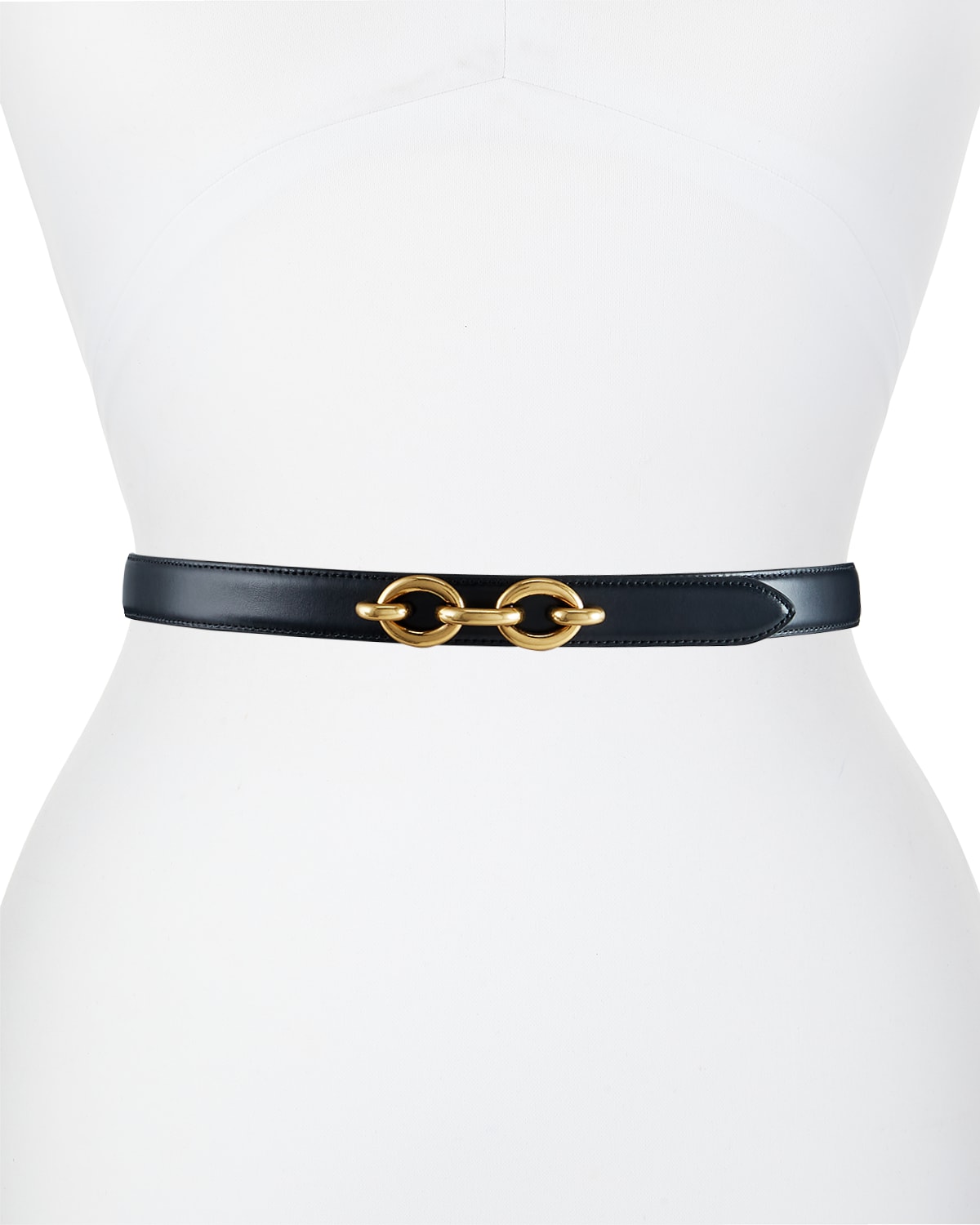 Saint Laurent Link Buckle Calfskin Leather Belt In Nero