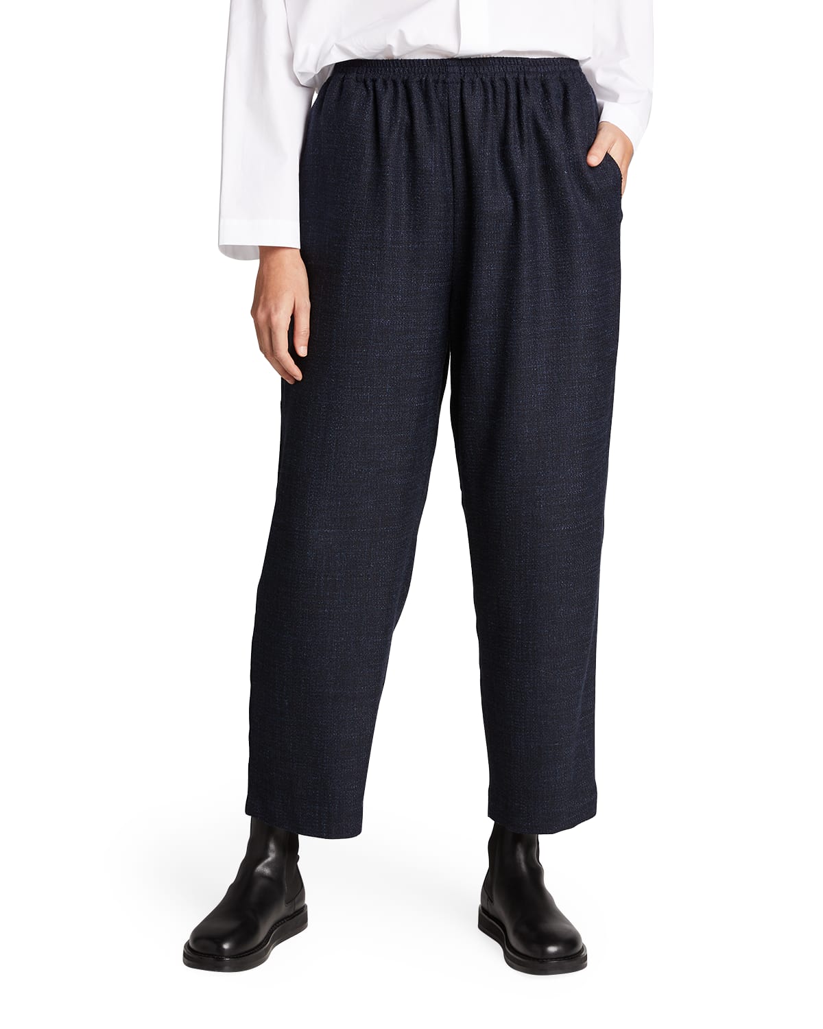Shop Eskandar Wool-blend Japanese Trousers In Navy