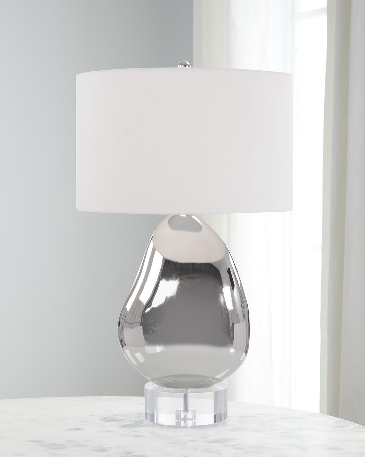 Shop John-richard Collection Orb Table Lamp In Silver