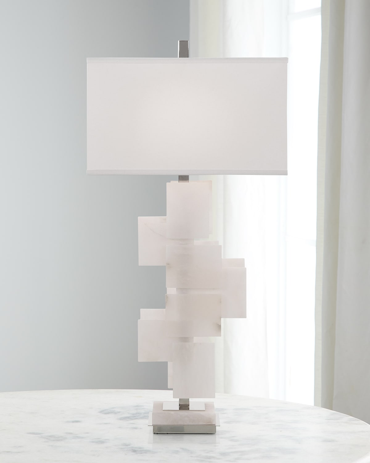Shop John-richard Collection Mondrian In White Alabaster Table Lamp