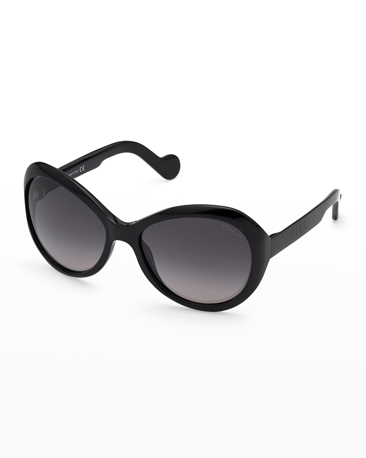 Moncler Acetate Butterfly Sunglasses In Black / Smoke