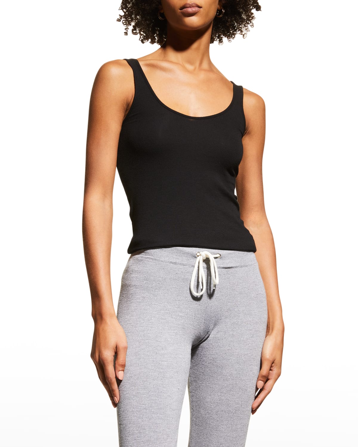 Monrow Basic Rib Tank In Black