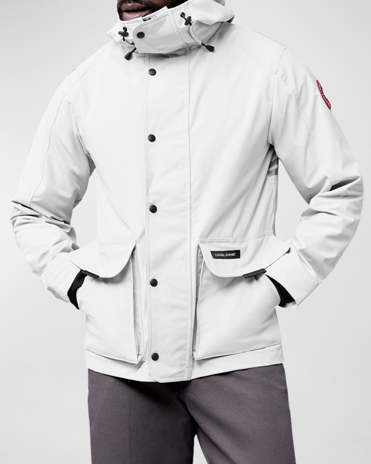 Canada Goose Lockeport Funnel-neck Relaxed-fit Woven-blend Hooded Jacket In North White Star
