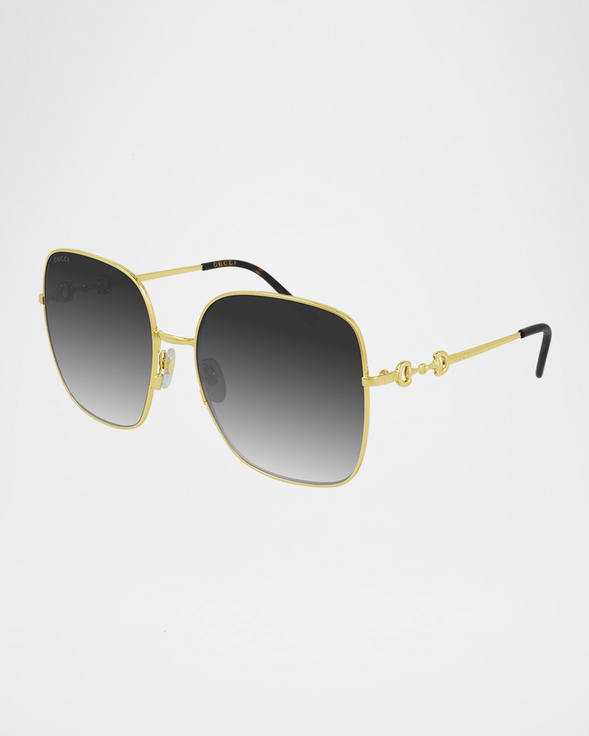 Gucci Oversized Square Metal Sunglasses In Gray / Gold