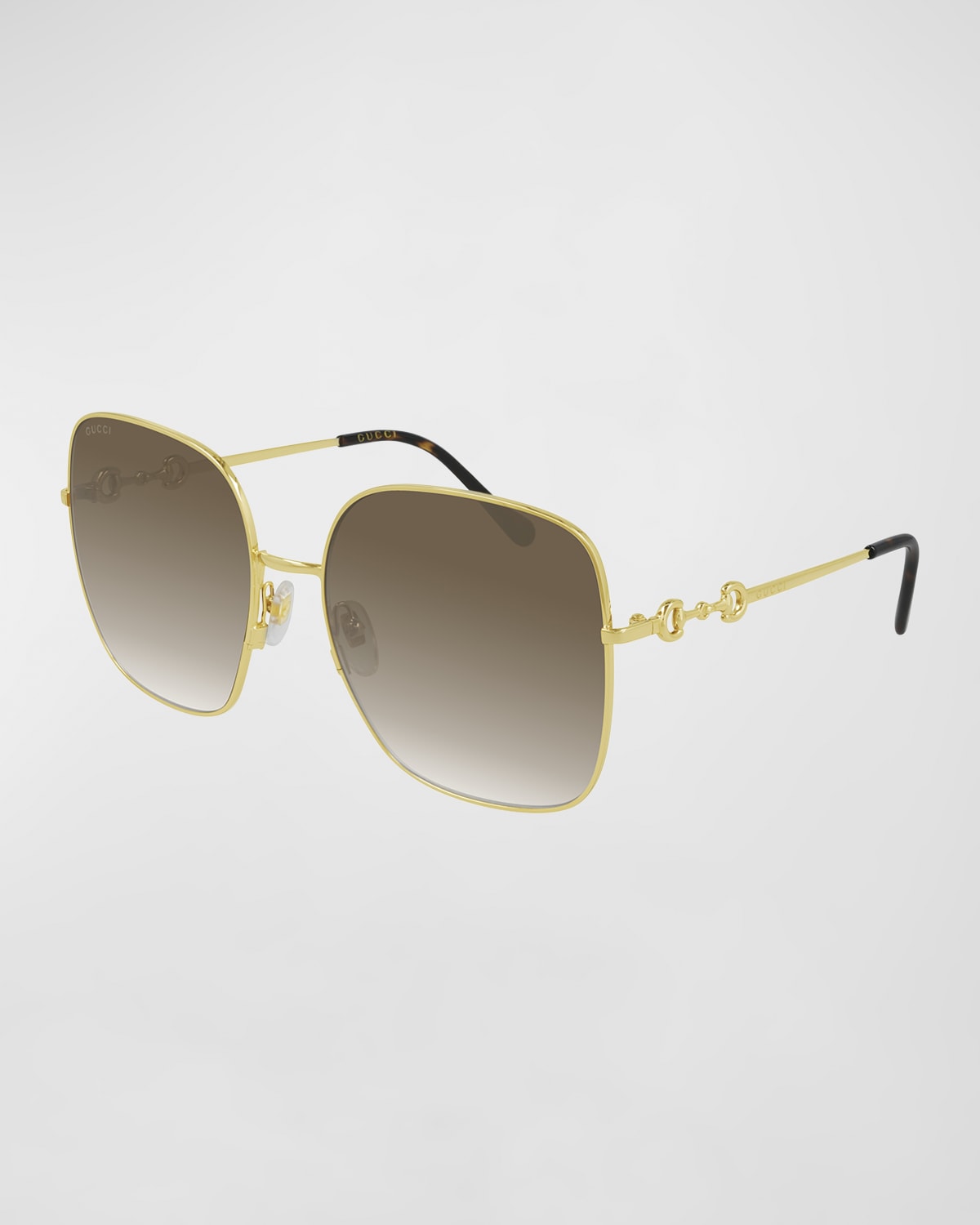 Shop Gucci Oversized Square Metal Sunglasses In Brown / Gold