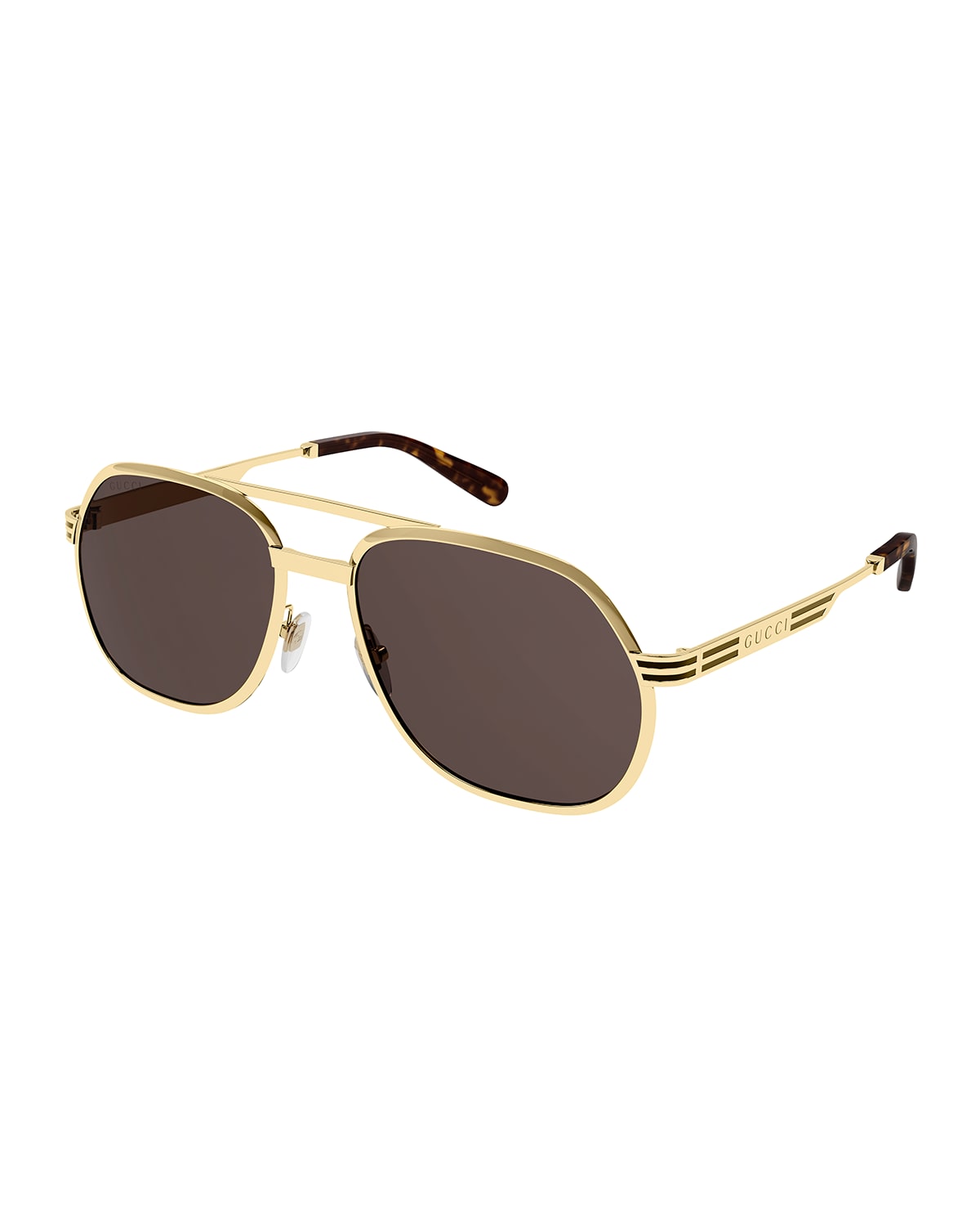Gucci Seasonal Icon 60m Pilot Sunglasses In Brown/gold