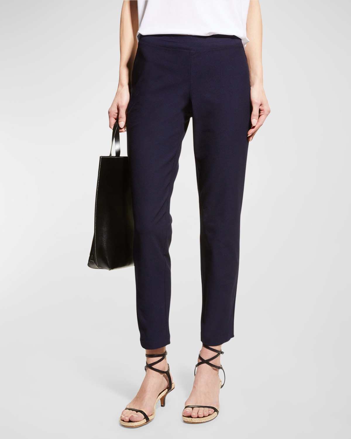 Eileen Fisher Petite Washable Stretch-crepe Slim Ankle Pants