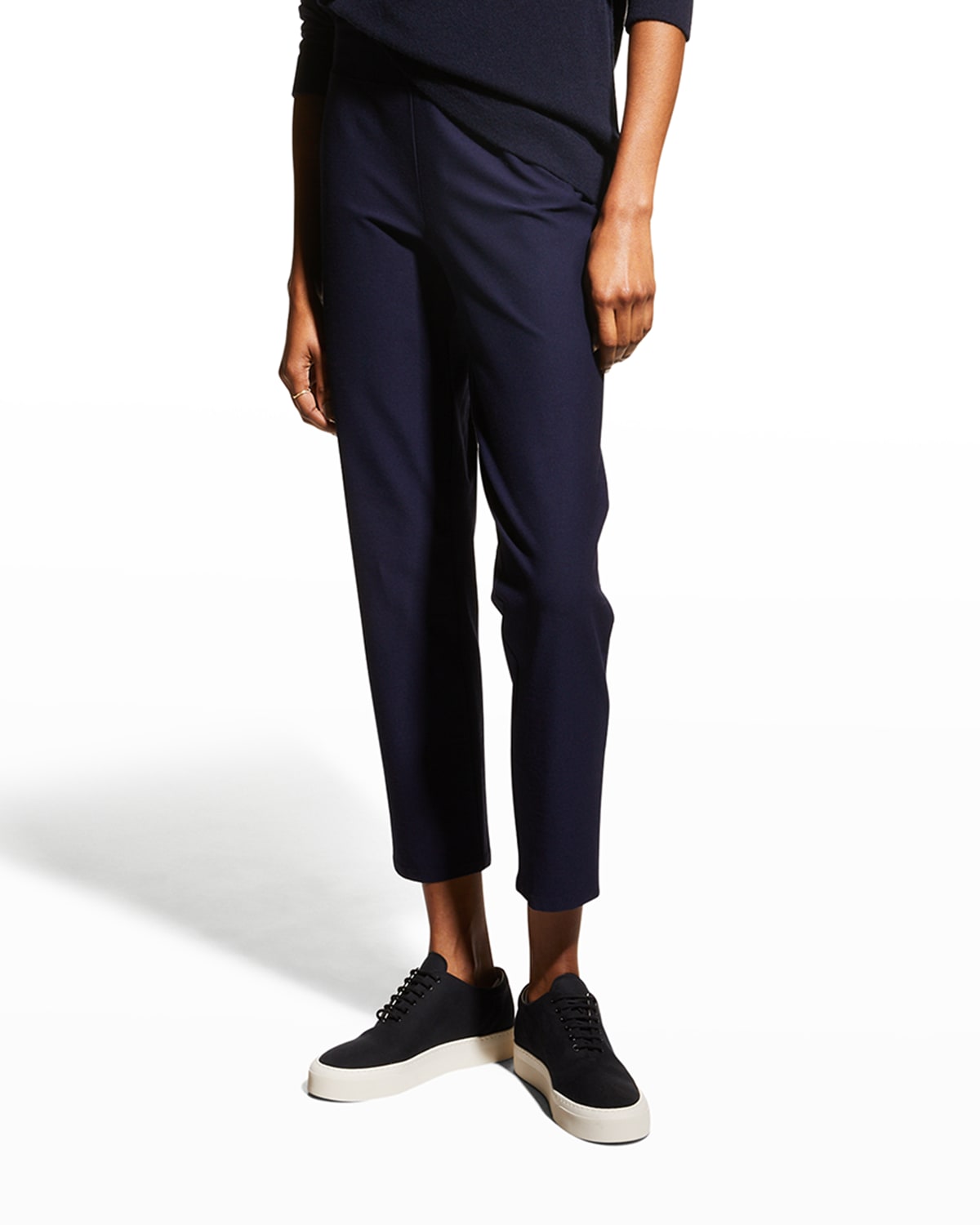Eileen Fisher High-Waist Washable Stretch Crepe Slim Ankle Pant