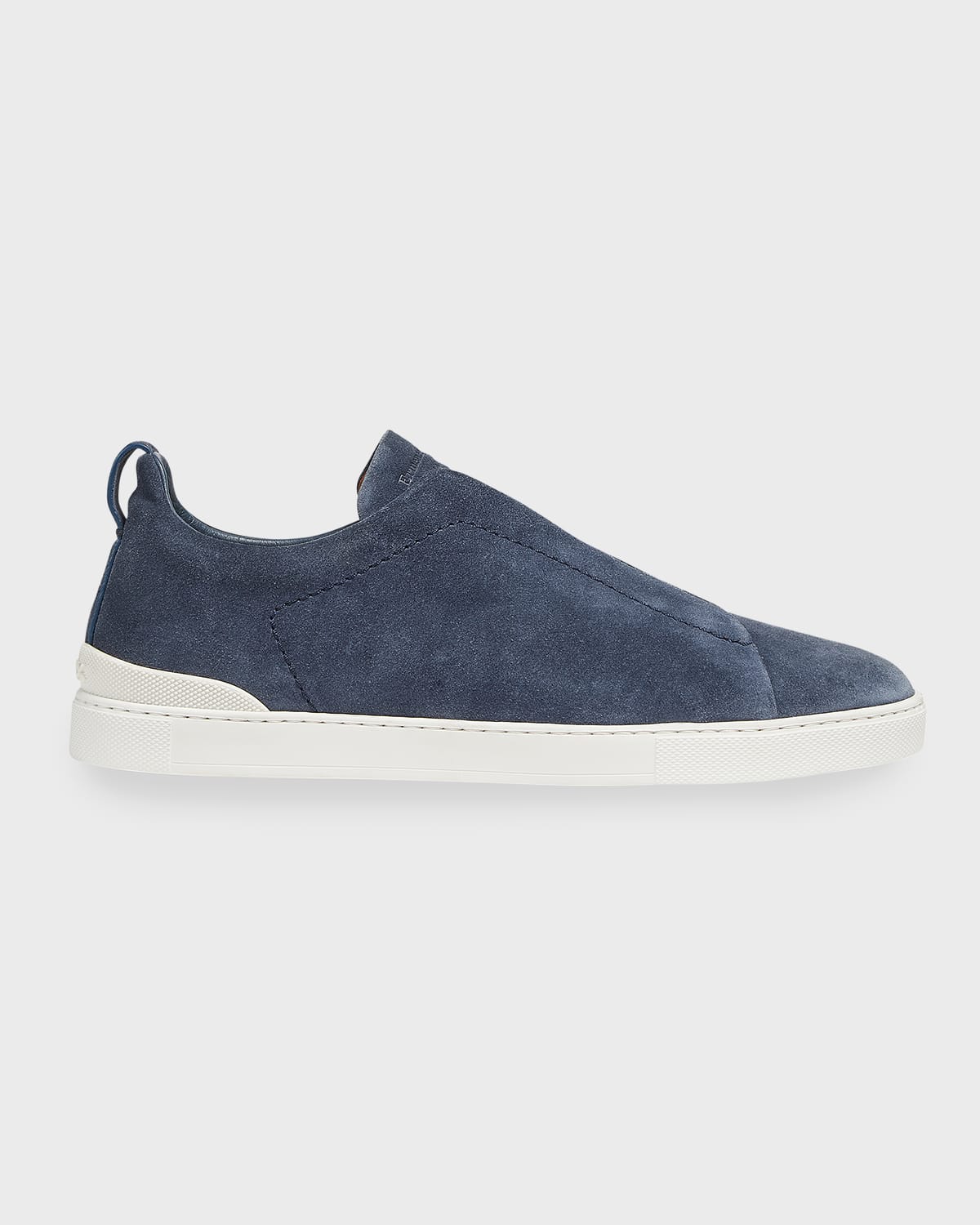 Zegna Men's Triple-stitch Suede Slip-on Low-top Sneakers In Blue