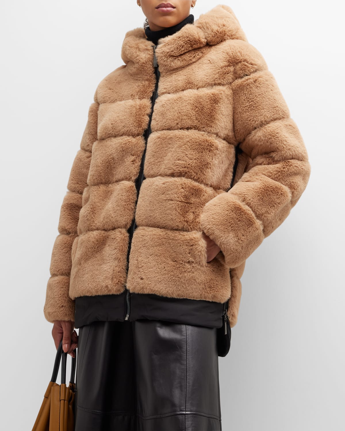 Belle fare hooded faux fur jacket clearance
