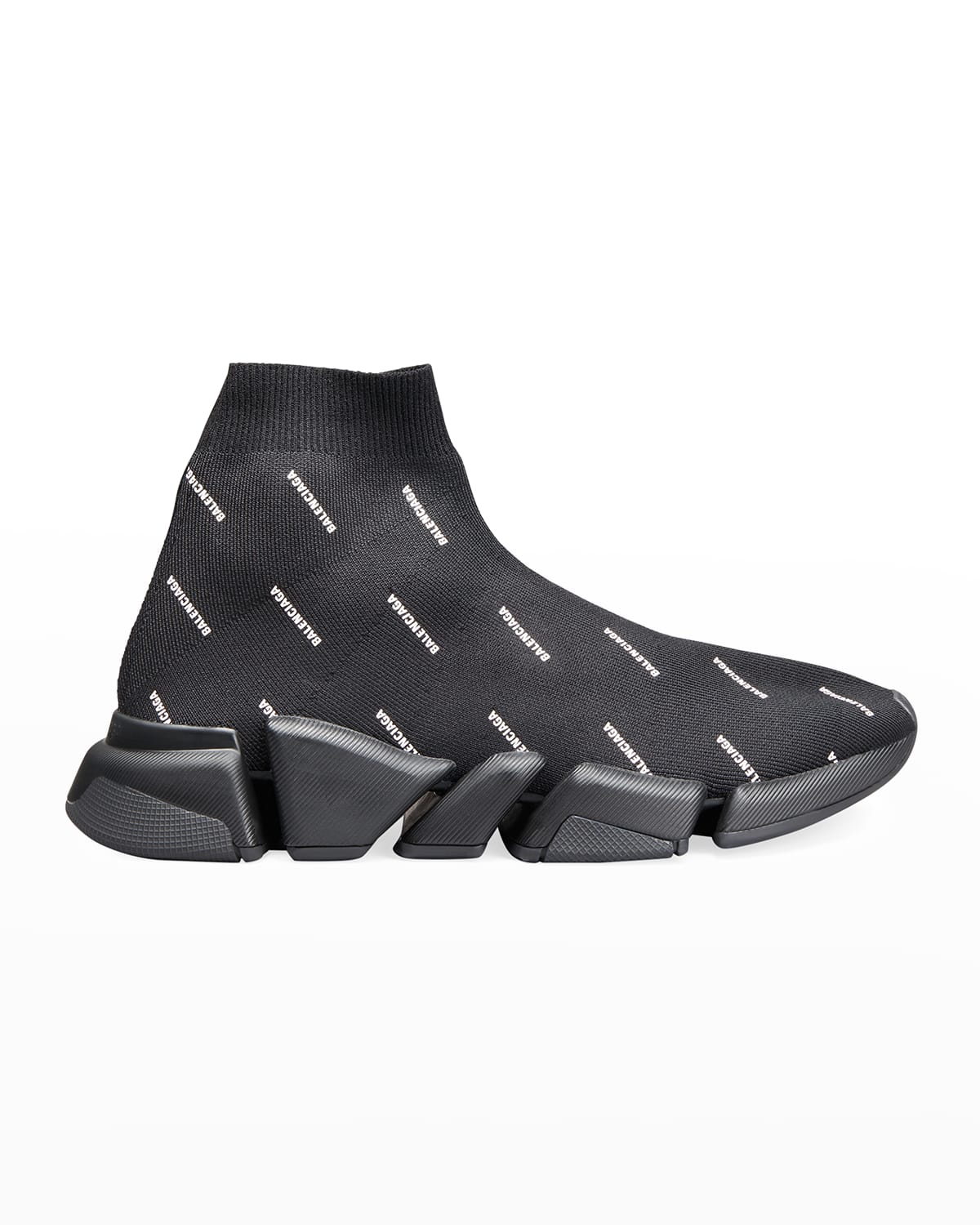 Balenciaga Men's Speed 2.0 Knit High-top Sock Sneakers In Noir/ecru