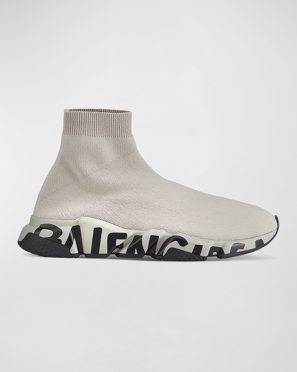 Balenciaga Men's Speed Graffiti Sneakers In Gris Fonce