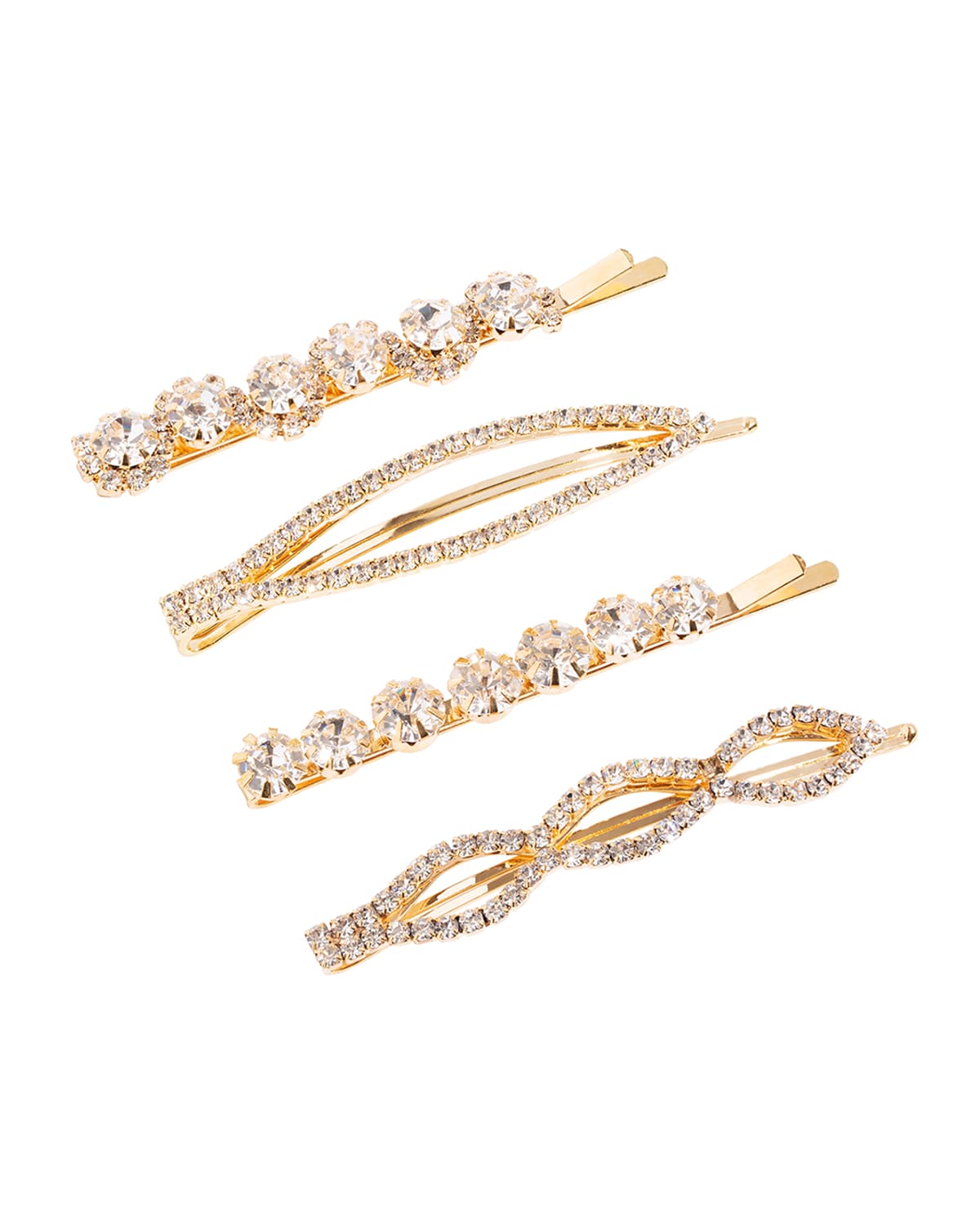 L Erickson Crystal Bobby Pins, Set Of 4 In Crystal / Gold