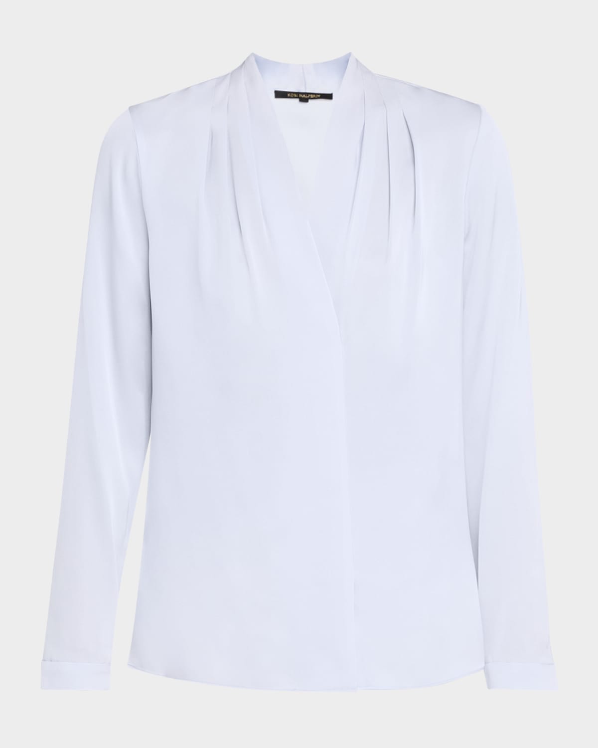 Kobi Halperin Nellie Pleated V-neck Long-sleeve Blouse In Blue