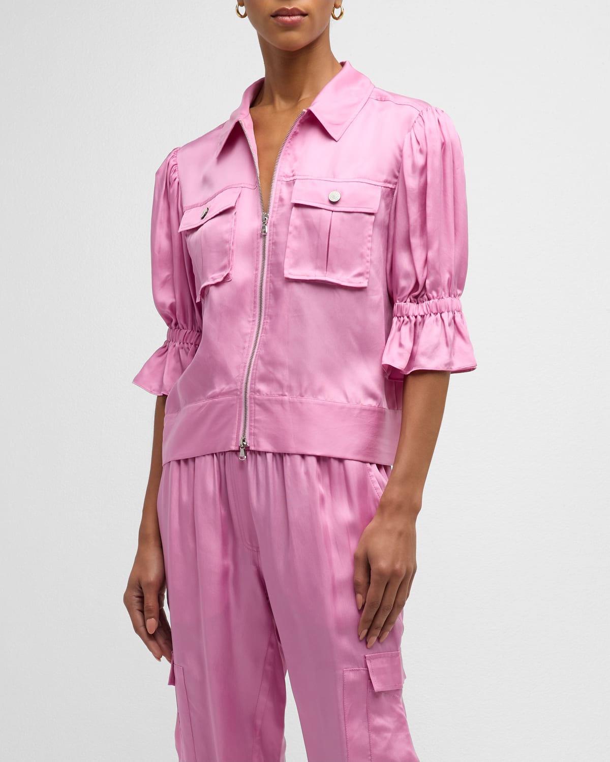 Cinq À Sept Holly Short-sleeve Sateen Jacket In Primrose