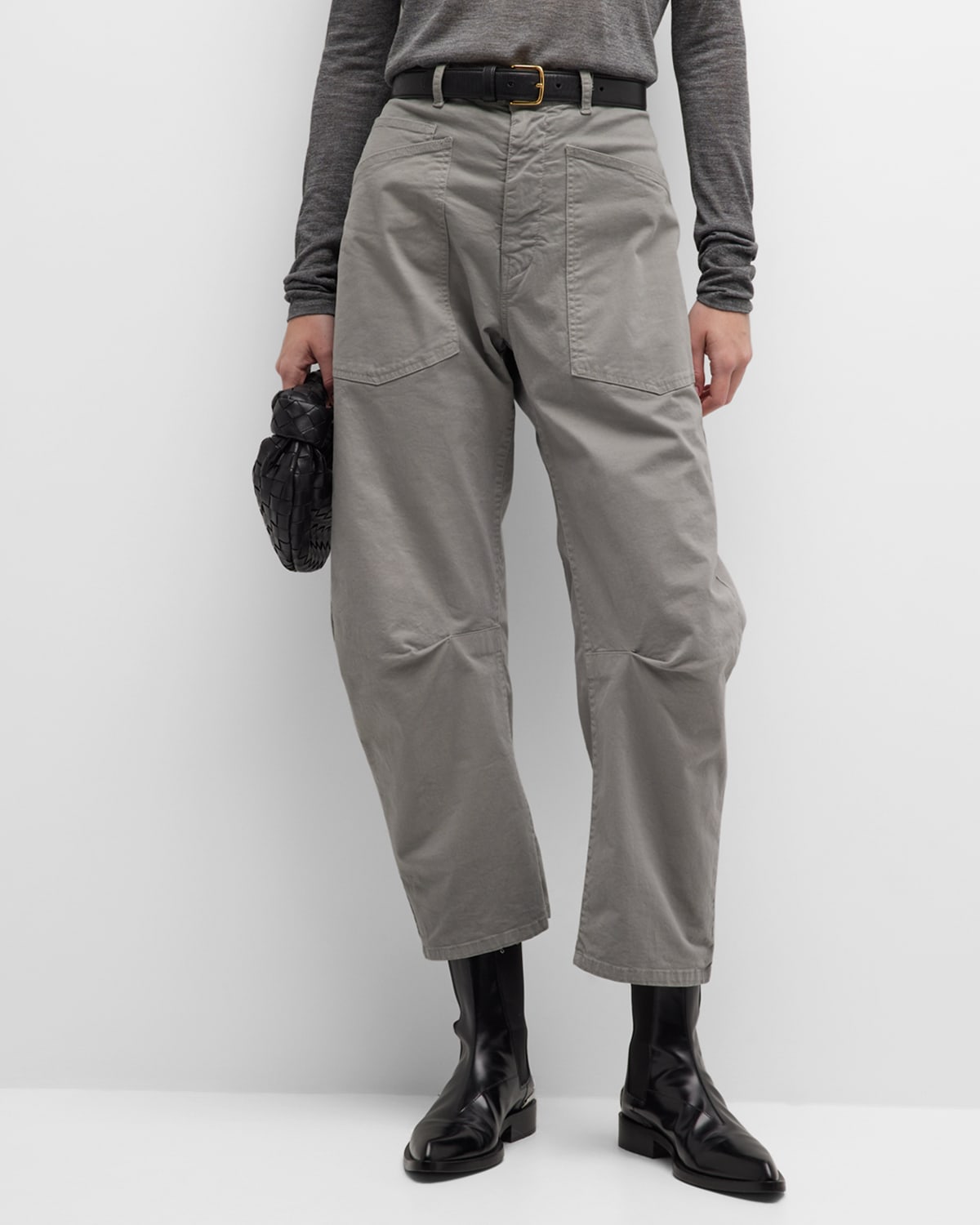 Nili Lotan Shon Mid-rise Cropped Pants In Eggshell