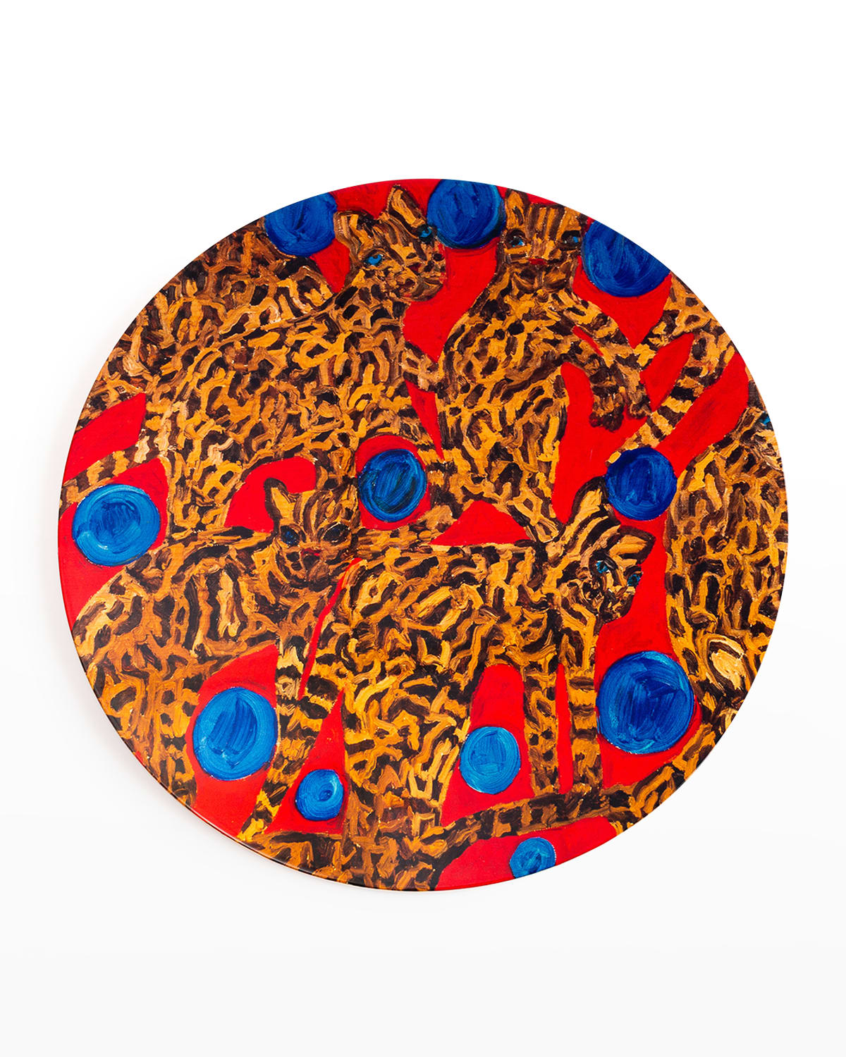 Shop Hunt Slonem Blue Pearls Ocelot Lacquered Placemat In Red Multi