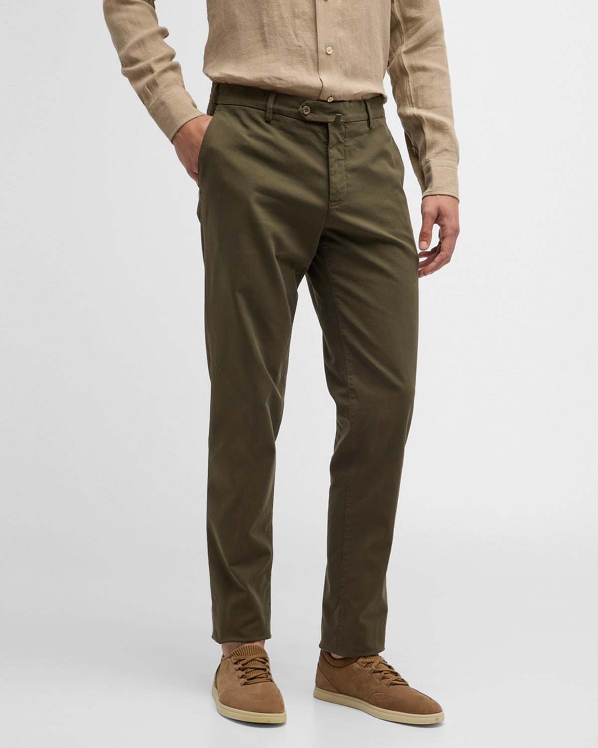 Loro Piana Men's Slim Sport Cotton Dyed Trousers In 5715 Leaf Tea