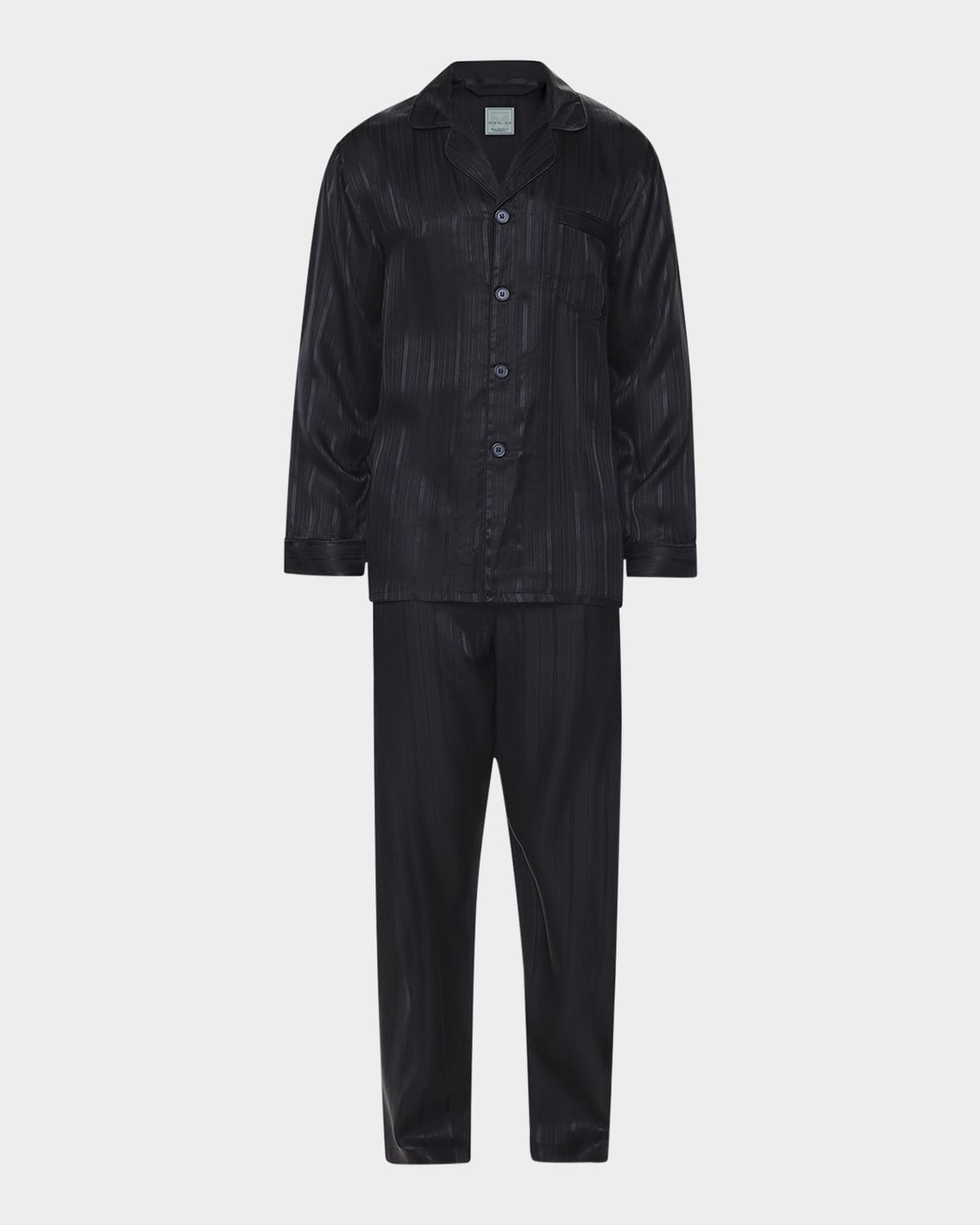 Men's Herringbone Striped Silk Pajama Set