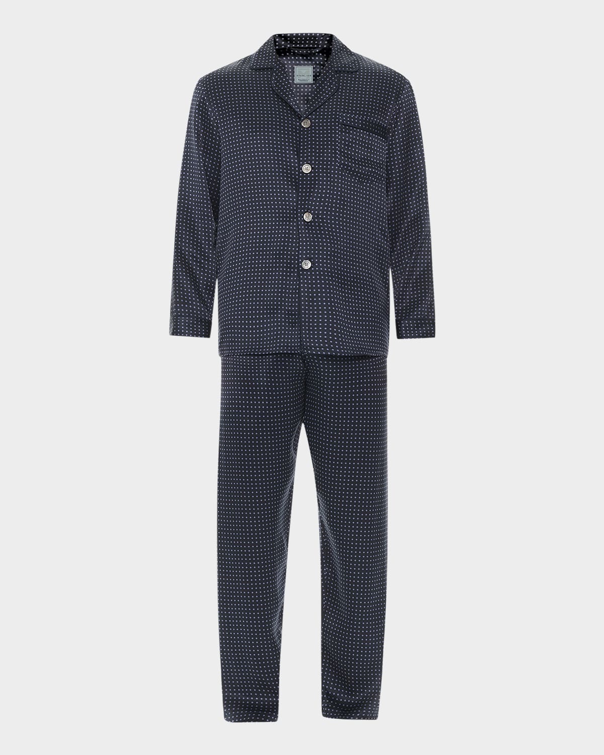 Shop Majestic Men's Silk Dot Pajama Set In Navy Dot