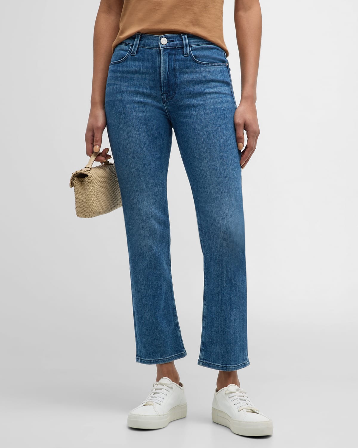Shop Frame Le High Straight Ankle Jeans In Thunderstorm