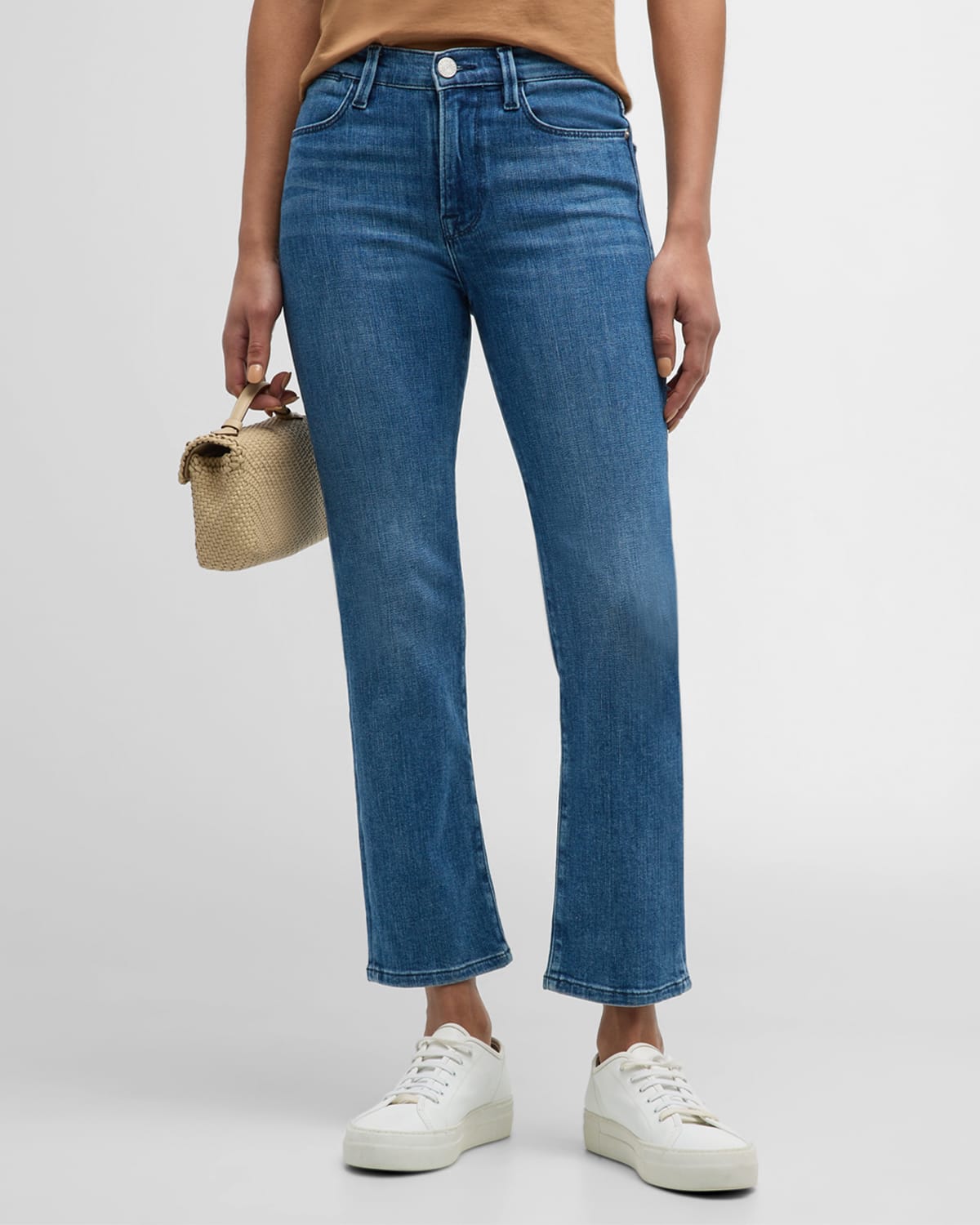 Shop Frame Le High Straight Ankle Jeans In Thunderstorm