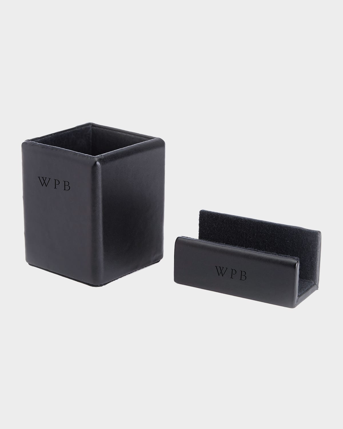 Royce New York Leather Suede-lined 2-piece Executive Desk Accessory Set In Black