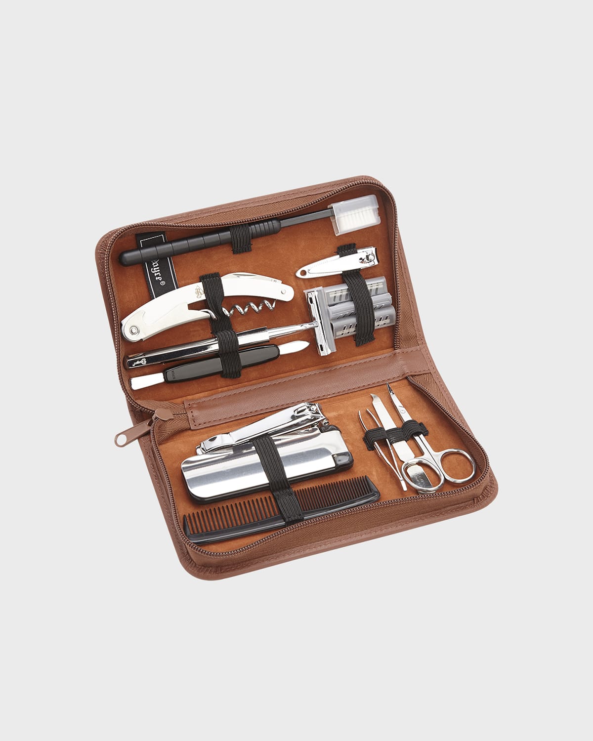 Royce New York Travel Grooming Set In Brown