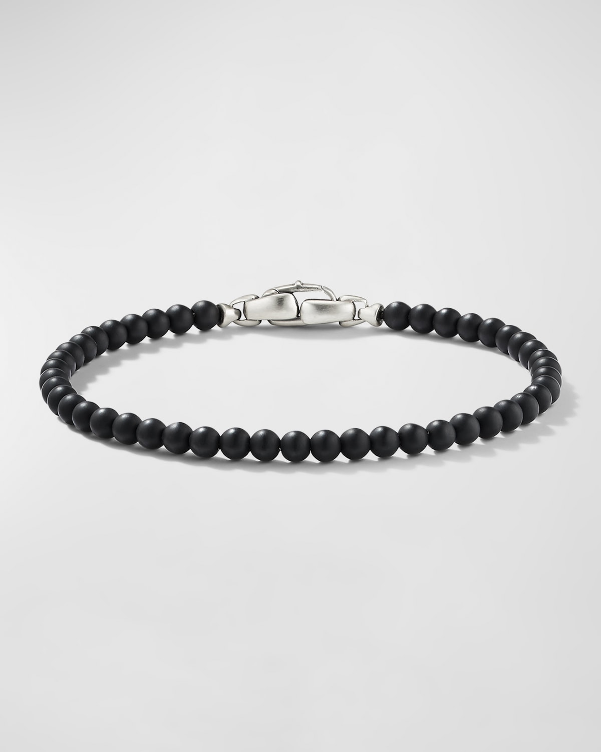 Shop David Yurman Men's Spiritual Bead Bracelet With Gemstones In Silver, 4mm In Black Onyx