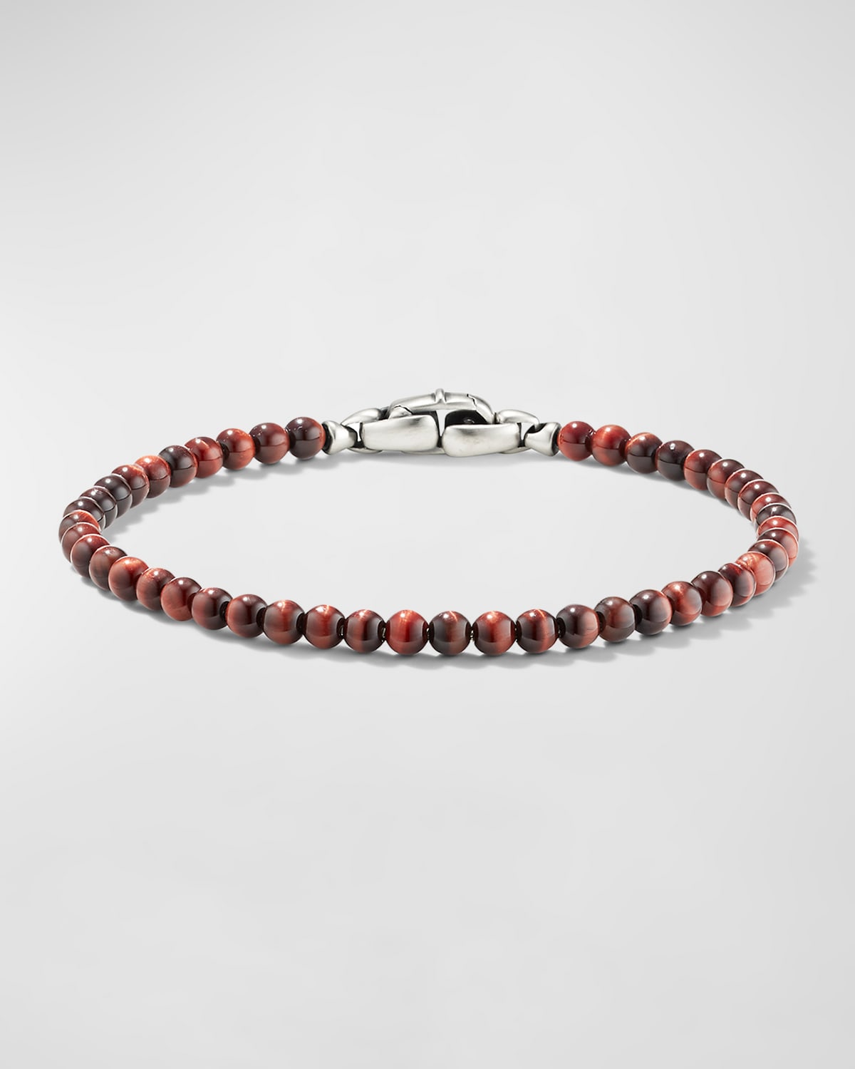 David Yurman Men's Spiritual Bead Bracelet With Gemstones In Silver, 4mm In Red Tigers Eye