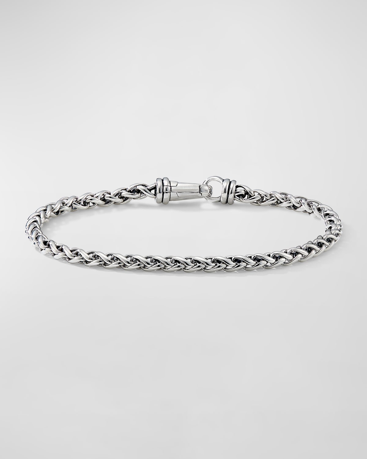Men's Wheat Chain Bracelet in Silver, 4mm